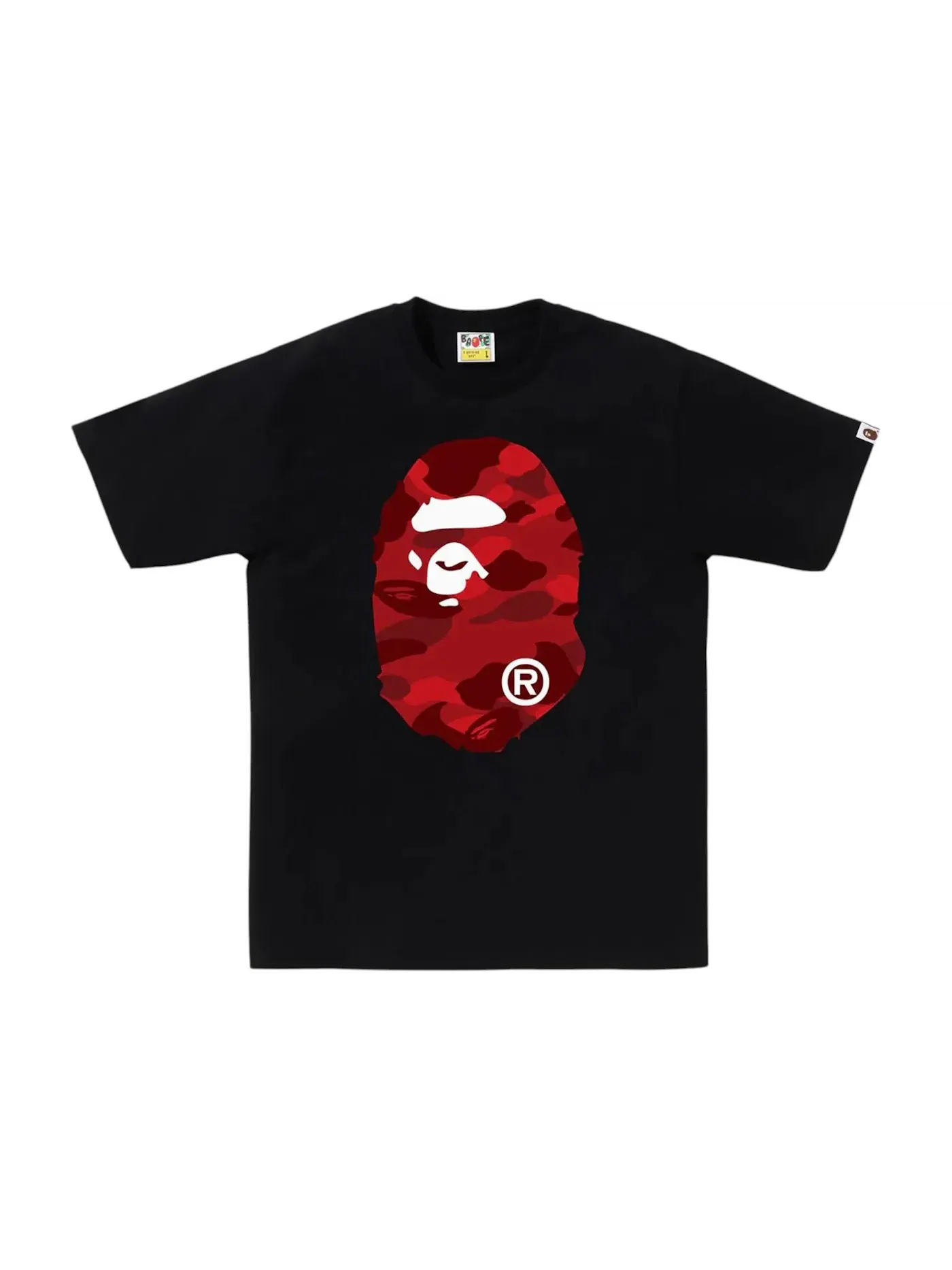 Мужская футболка с принтом BAPE Color Camo Big Ape Head Tee (FW25) BAPE — изображение 1 из 1, черный/красный