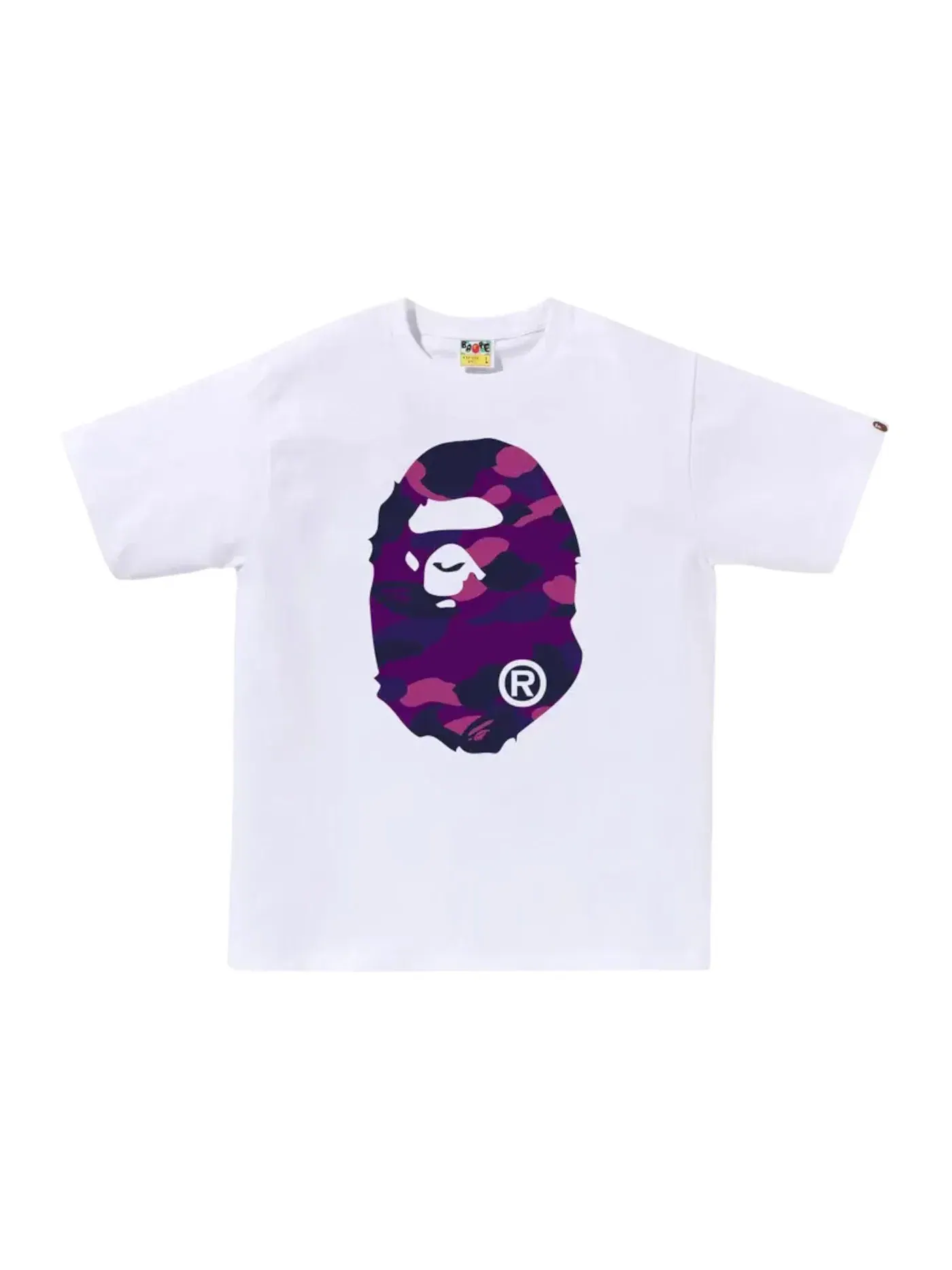Мужская футболка с принтом BAPE Color Camo Big Ape Head Tee (FW25) BAPE — изображение 1 из 2, белый/фиолетовый