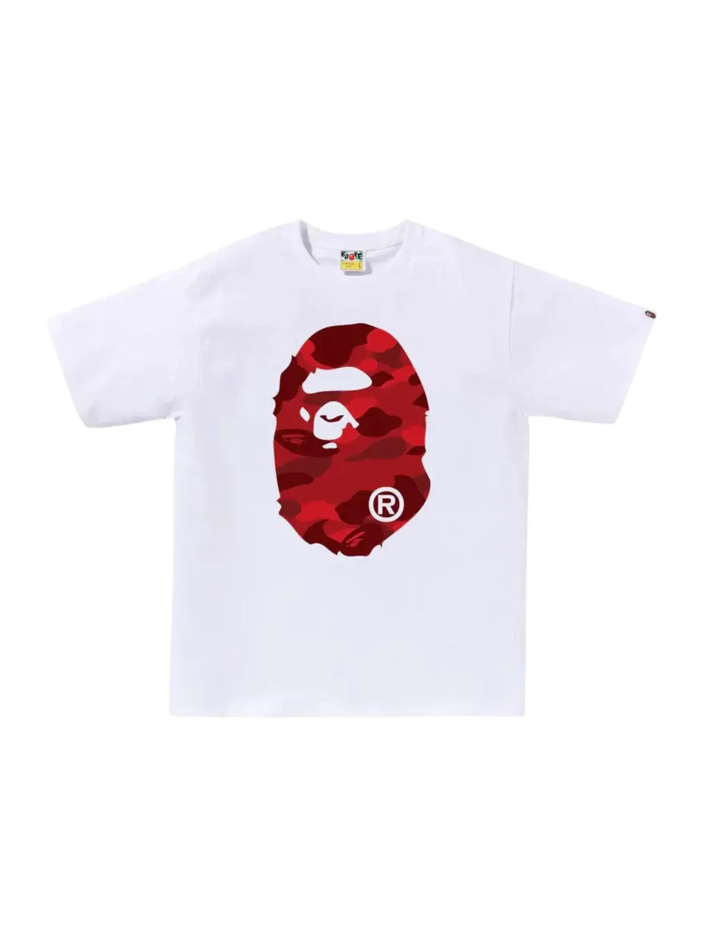 Мужская футболка с принтом BAPE Color Camo Big Ape Head Tee (FW25) BAPE — изображение 1 из 2, белый/красный