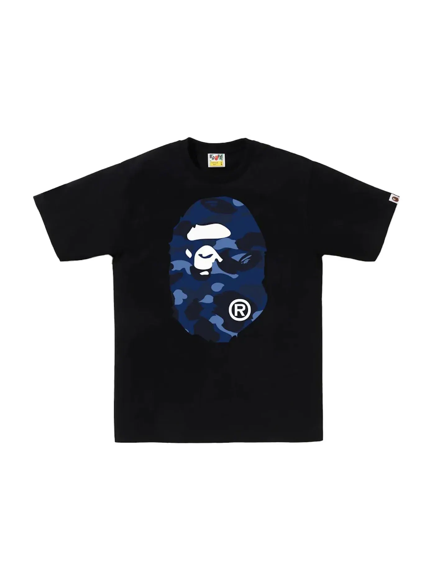 Мужская футболка с принтом Tee BAPE — изображение 1 из 2, черный/темно-синий