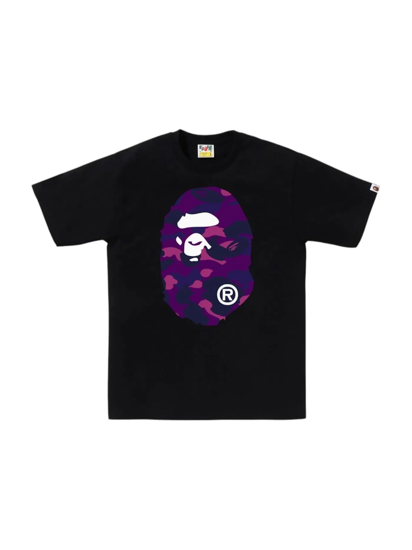 Мужская футболка с принтом Big Ape Head BAPE — изображение 1 из 1, черный фиолетовый