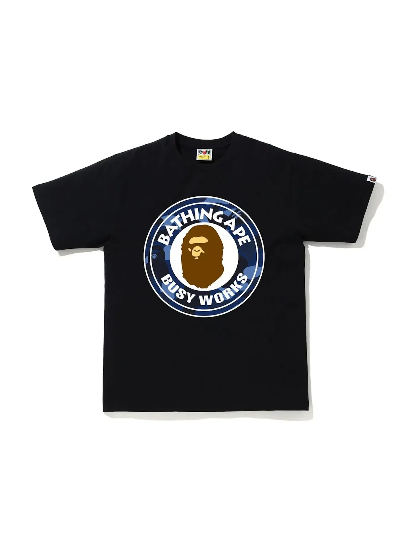 Мужская футболка с принтом BAPE Color Camo Busy Works T-Shirt (SS20) BAPE — изображение 1 из 1, черный/темно-синий