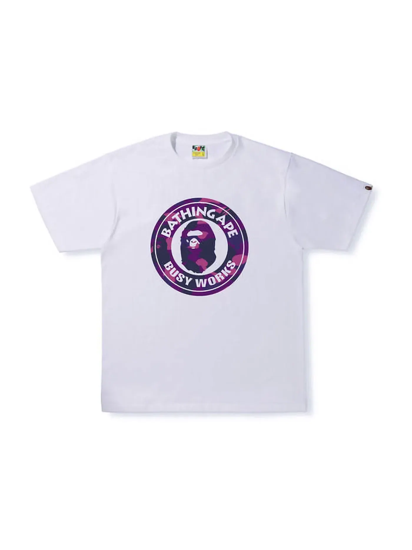 Мужская футболка с принтом Tee BAPE — изображение 1 из 1, белый фиолетовый