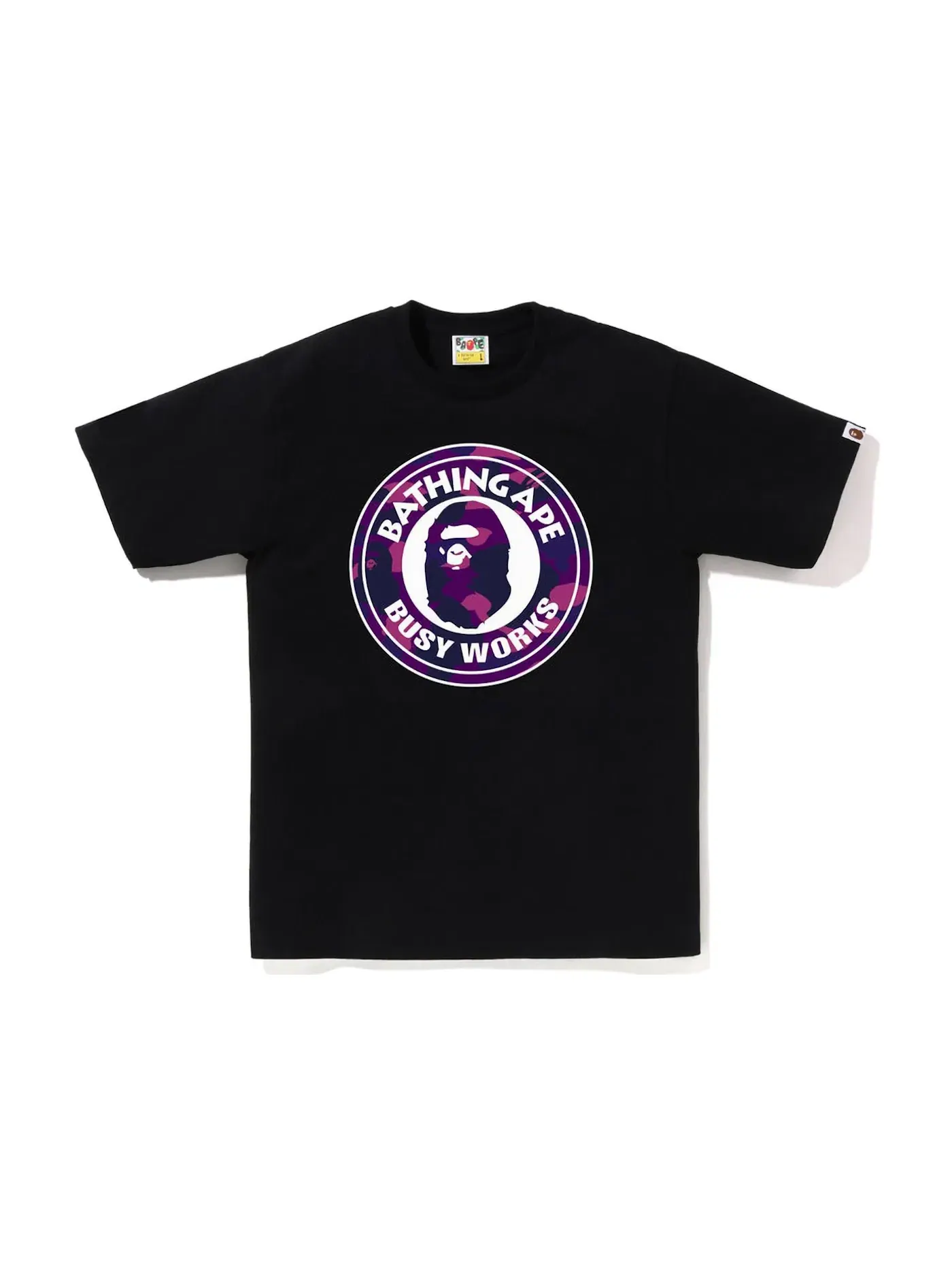 Мужская футболка с принтом BAPE Color Camo Busy Works Tee (SS23) BAPE — изображение 1 из 1, черный фиолетовый