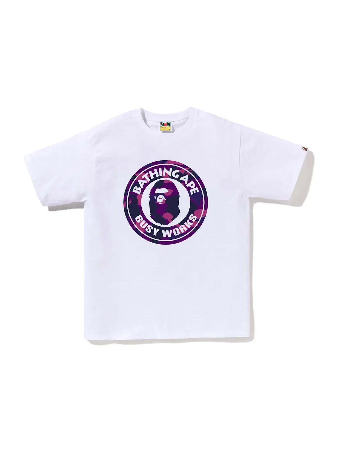 Мужская футболка с принтом BAPE Color Camo Busy Works Tee (SS23) BAPE — изображение 1 из 1, белый фиолетовый