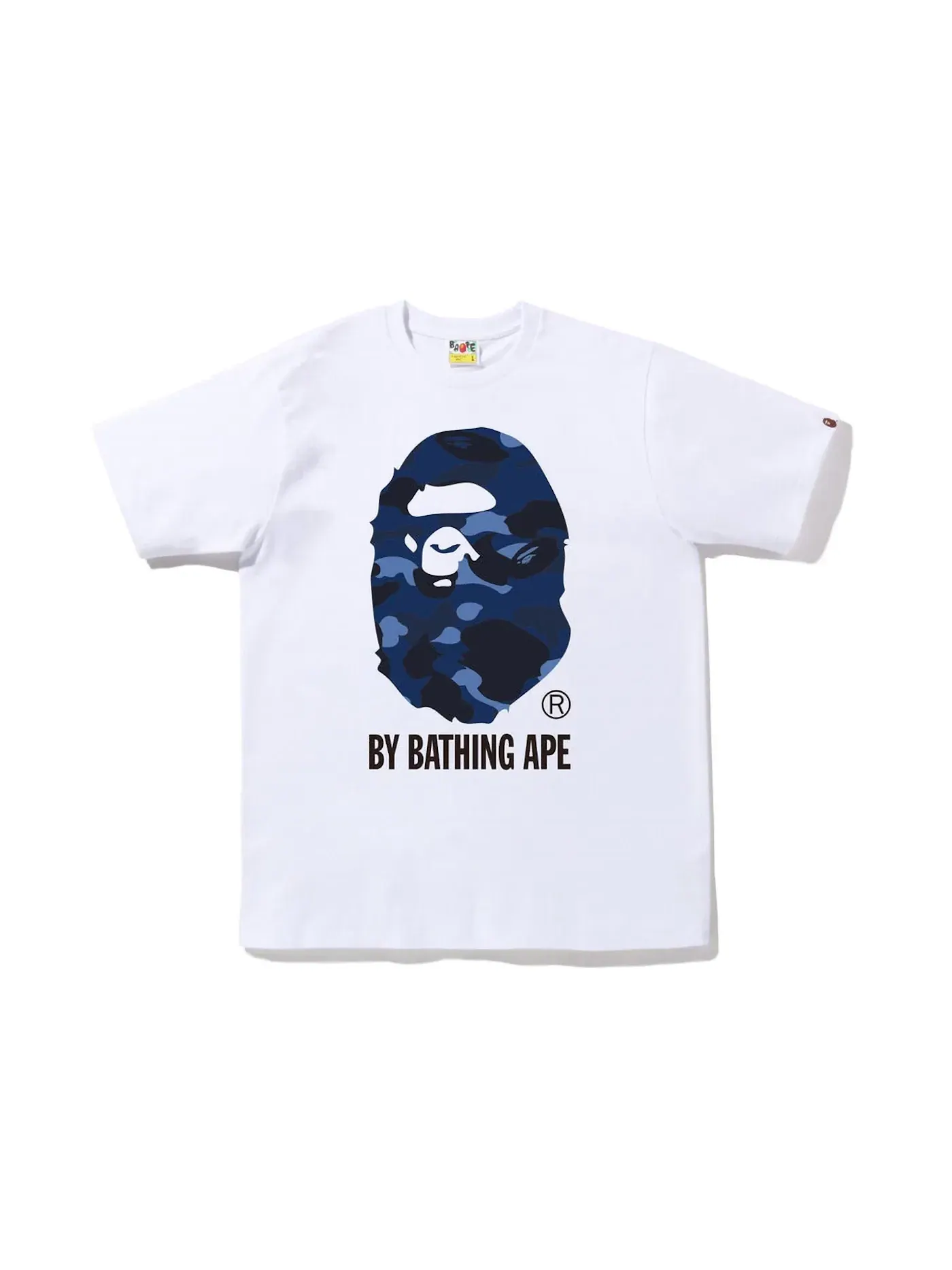 Мужская футболка с камуфляжным принтом Tee BAPE — изображение 1 из 1, белый темно-синий