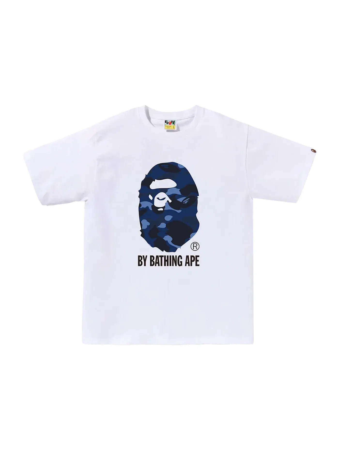 Мужская футболка с камуфляжным принтом Tee (FW24) BAPE — изображение 1 из 1, белый/темно-синий