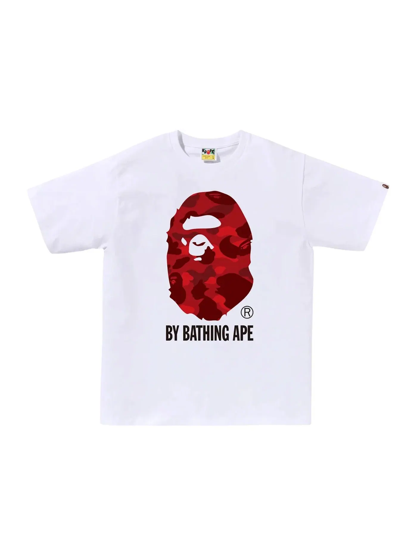 Мужская футболка с принтом BAPE Tee BAPE — изображение 1 из 1, белый/красный