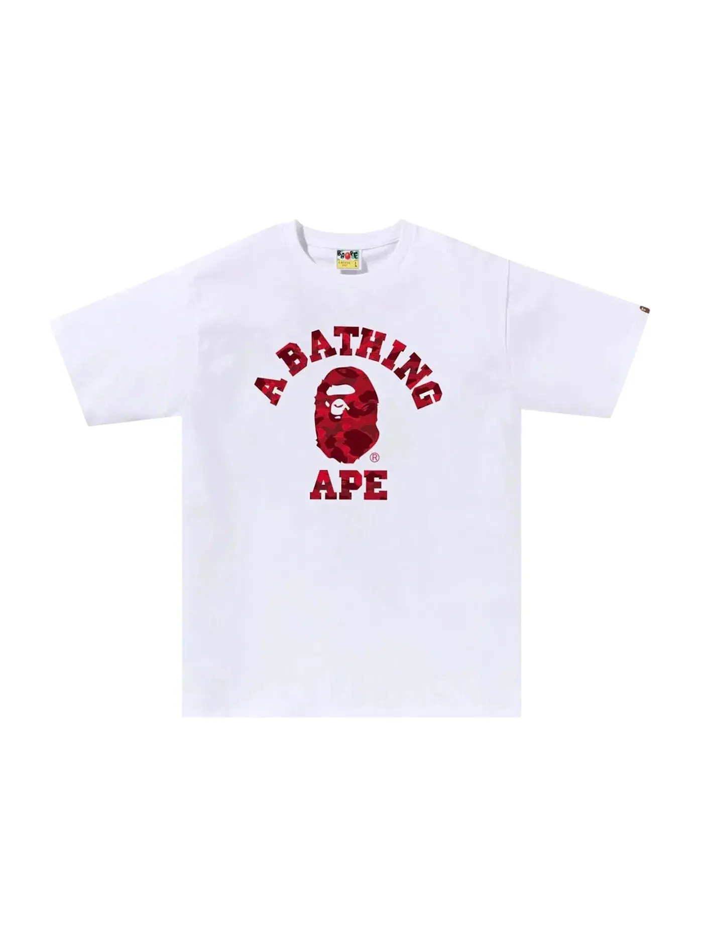 Мужская футболка с принтом BAPE Color Camo College Tee BAPE — изображение 1 из 1, белый/красный
