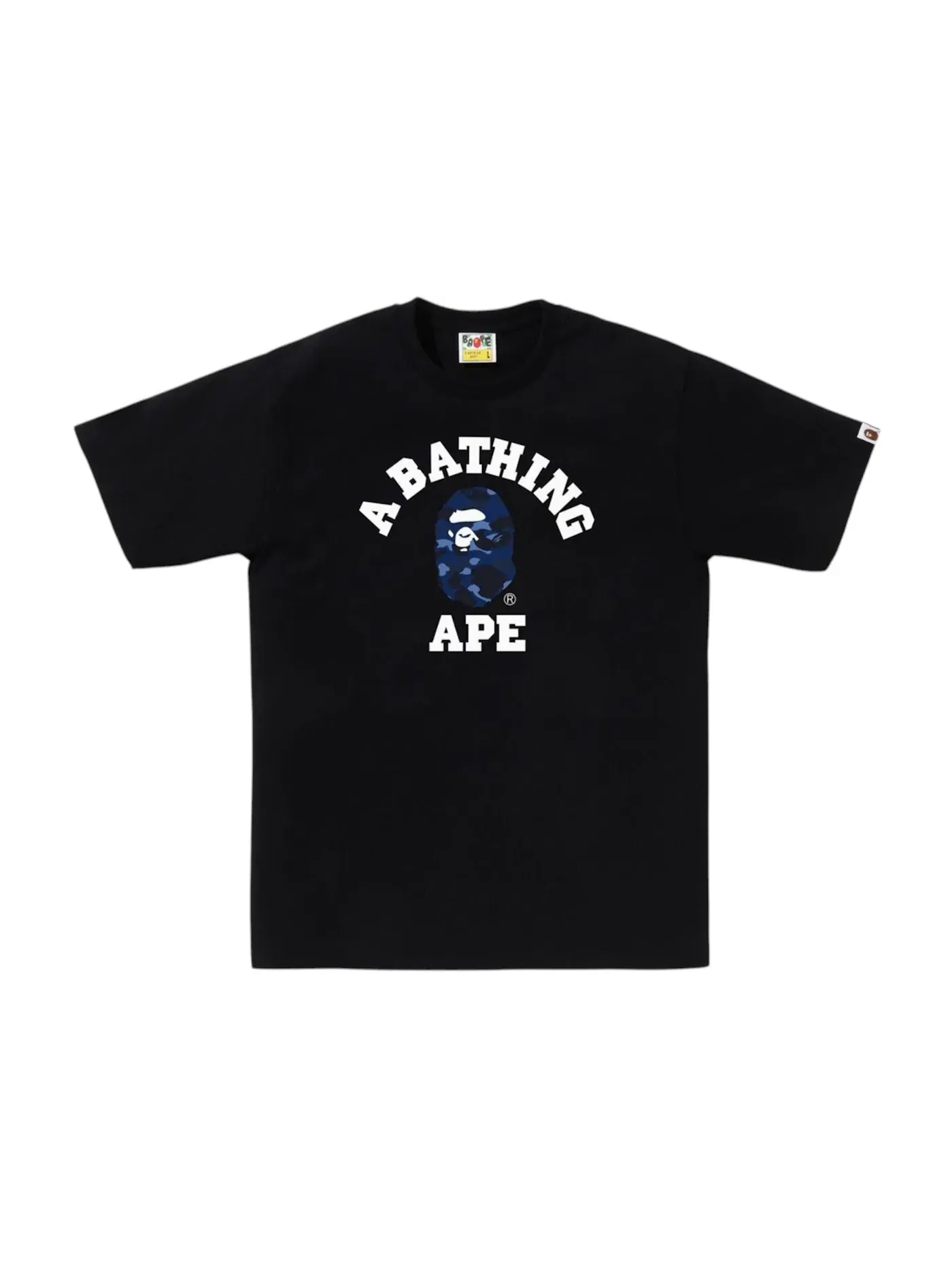 Мужская футболка с принтом BAPE Color Camo College Tee BAPE — изображение 1 из 1, черный/темно-синий