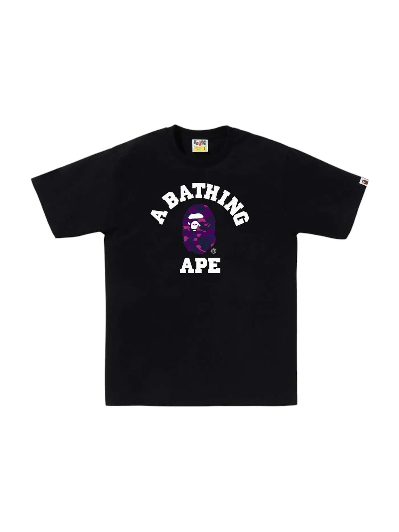 Мужская футболка с принтом BAPE Color Camo College Tee BAPE — изображение 1 из 1, черный фиолетовый