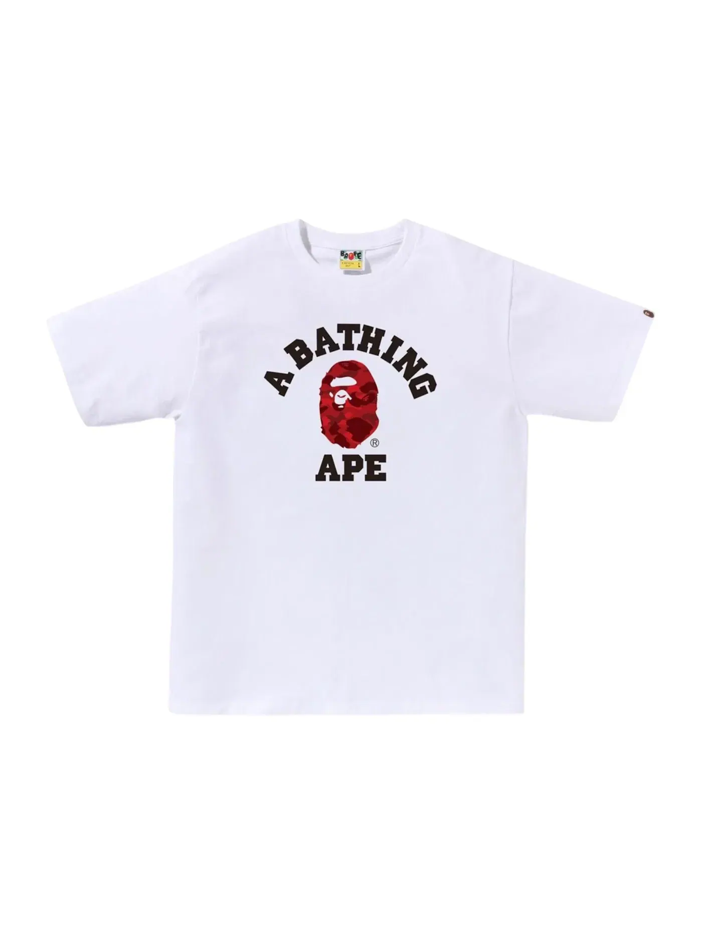 Мужская футболка с принтом BAPE Color Camo College Tee — изображение 1 из 1, белый/красный