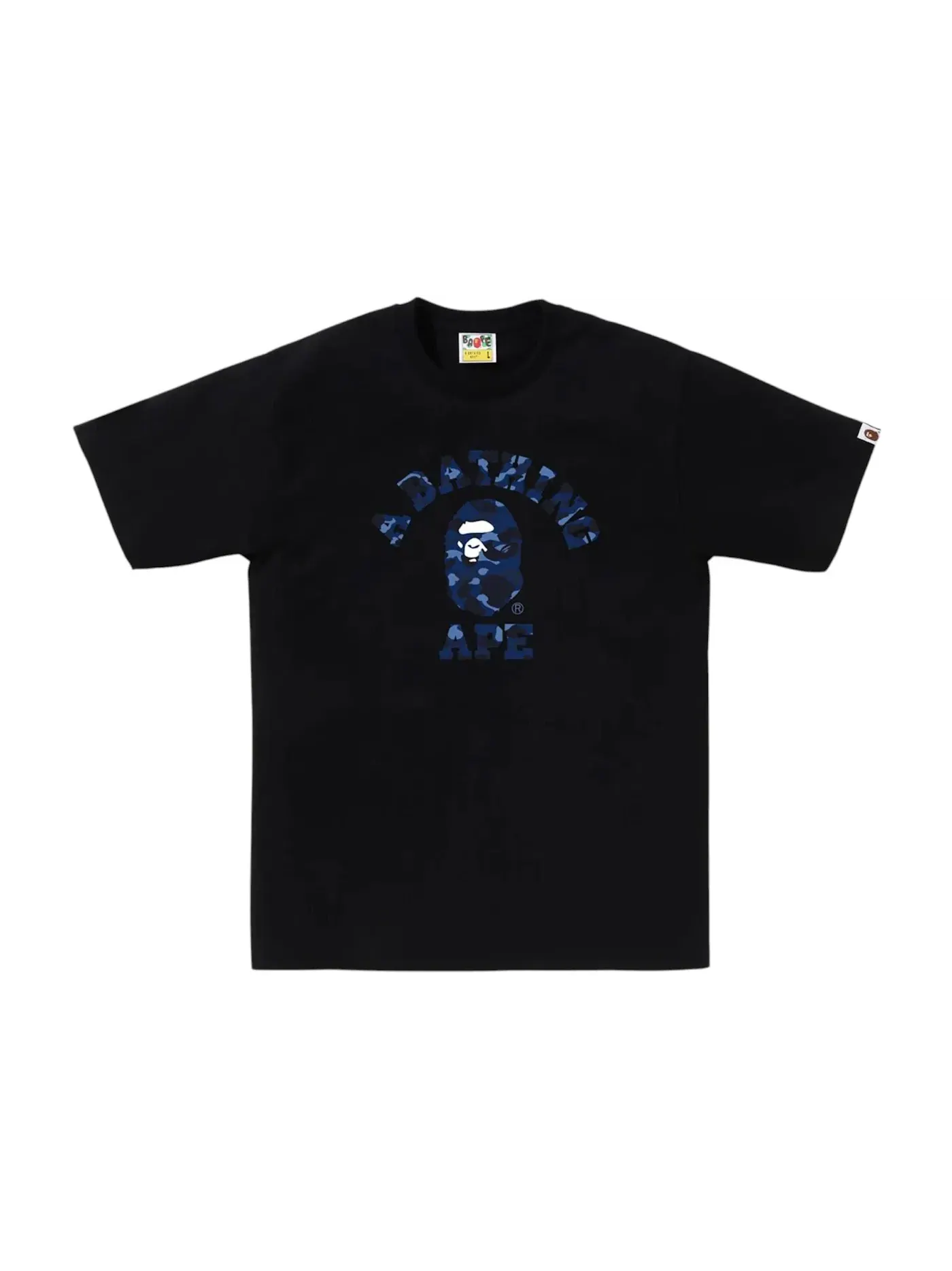 Мужская футболка с принтом Color Camo College BAPE — изображение 1 из 1, черный/темно-синий