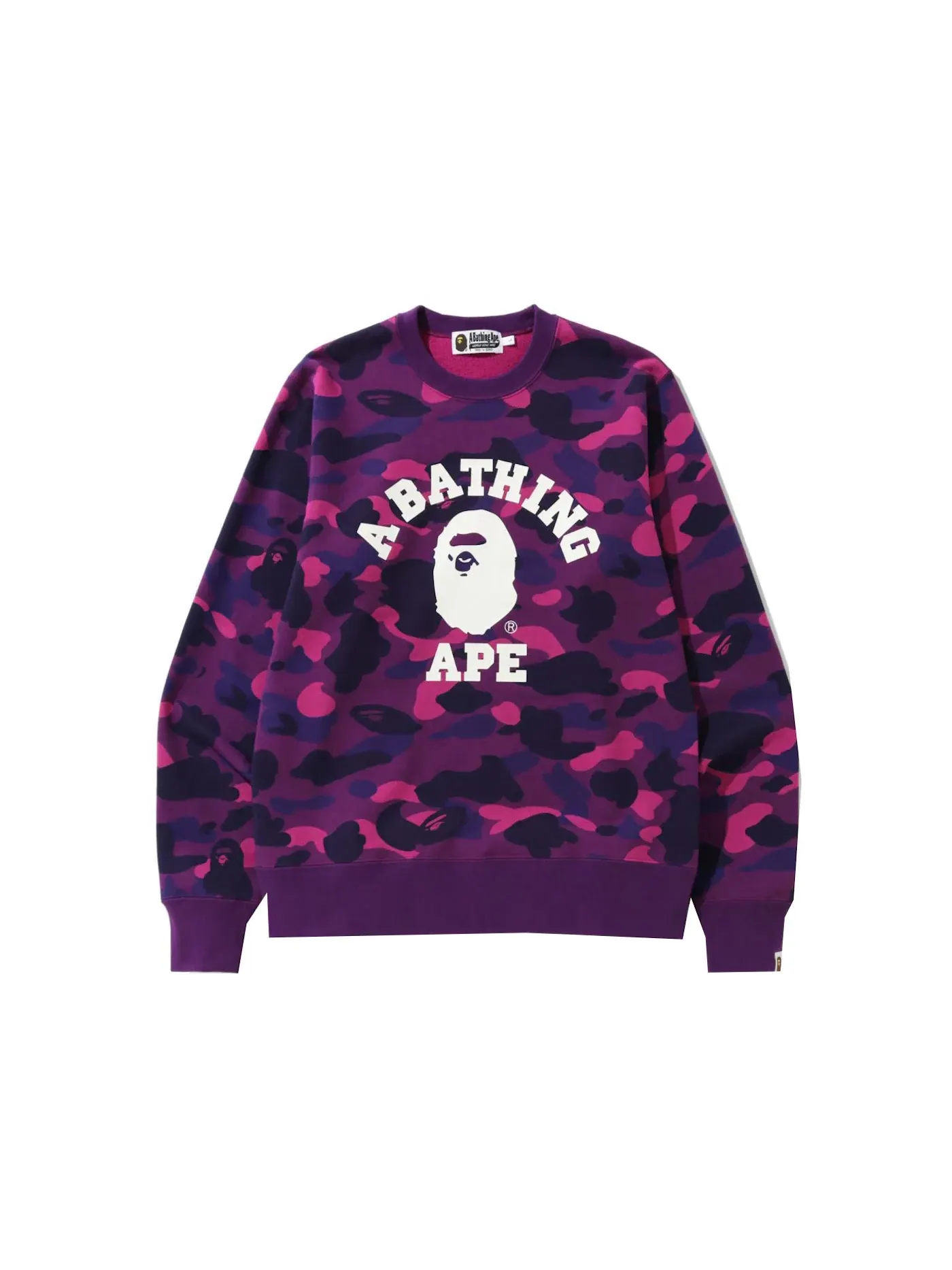 Мужской свитшот с принтом BAPE Color Camo College Crewneck (SS22) — изображение 1 из 2, фиолетовый