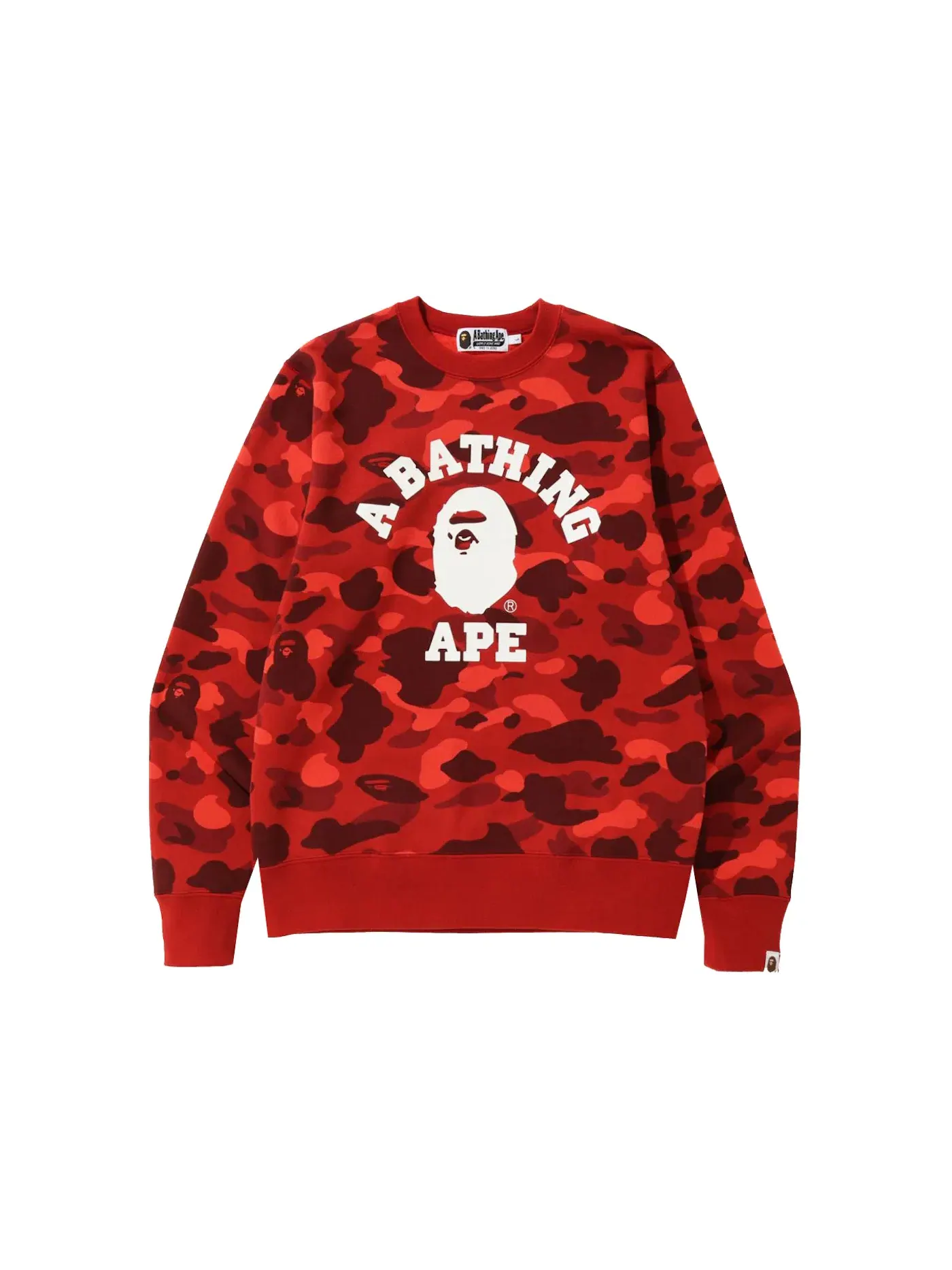 Мужской свитшот с принтом BAPE Color Camo College Crewneck (SS22) — изображение 1 из 2, красный