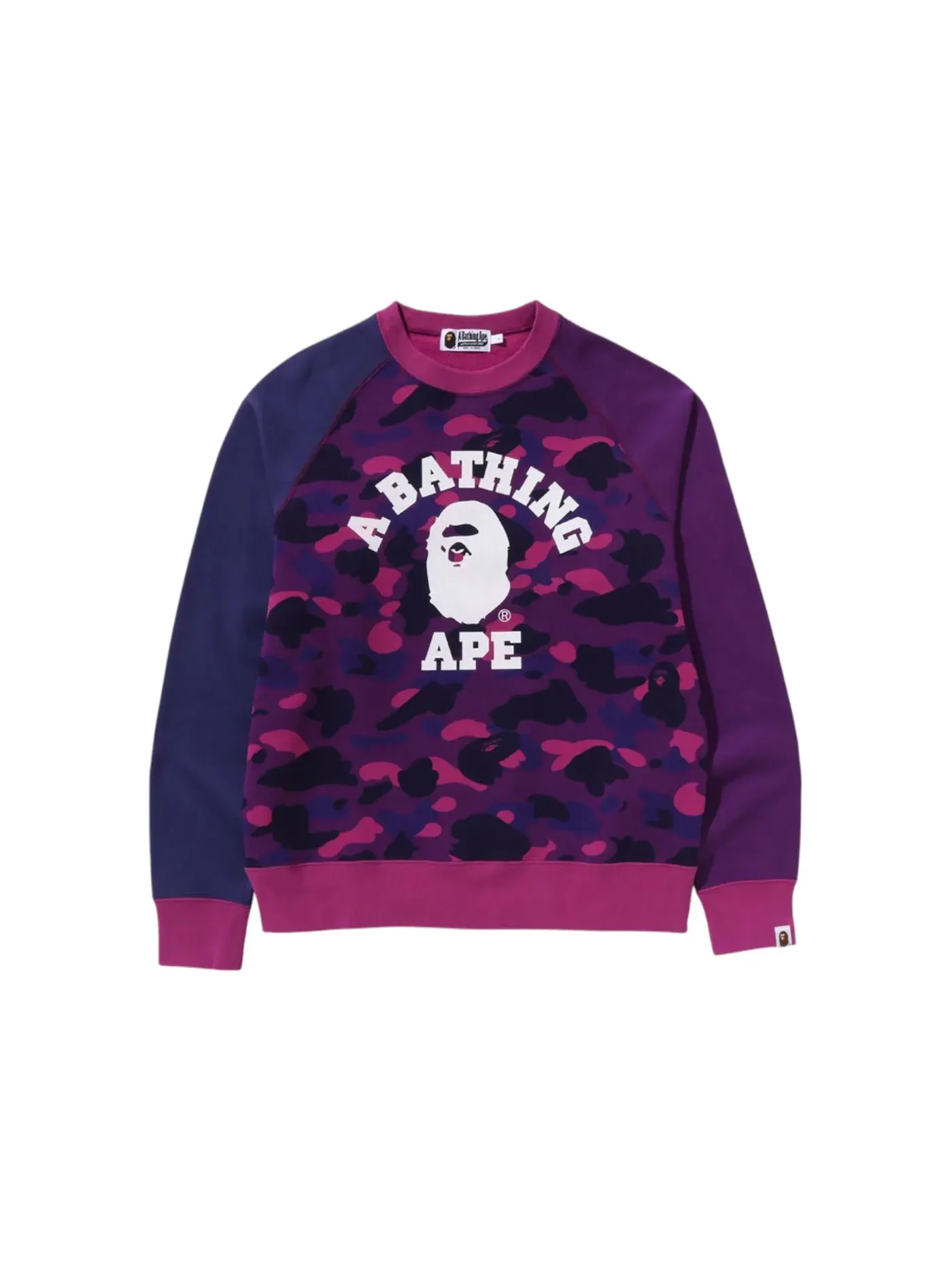 Мужской свитшот с принтом BAPE Color Camo College Crewneck (SS25) BAPE — изображение 1 из 2, фиолетовый