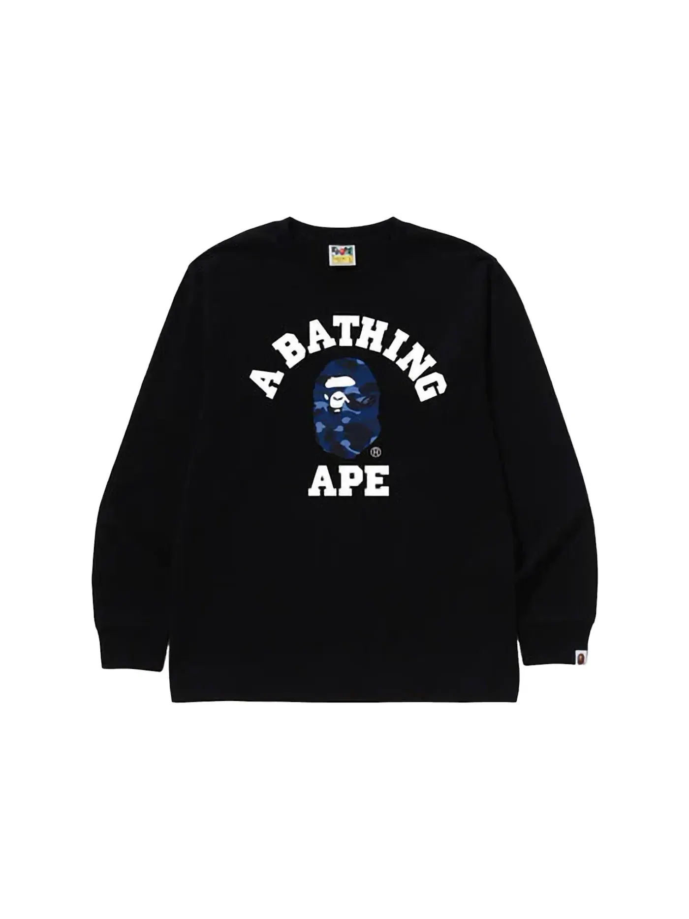 Мужская футболка с принтом BAPE Color Camo College L/S Tee (FW24) BAPE — изображение 1 из 1, черный/темно-синий
