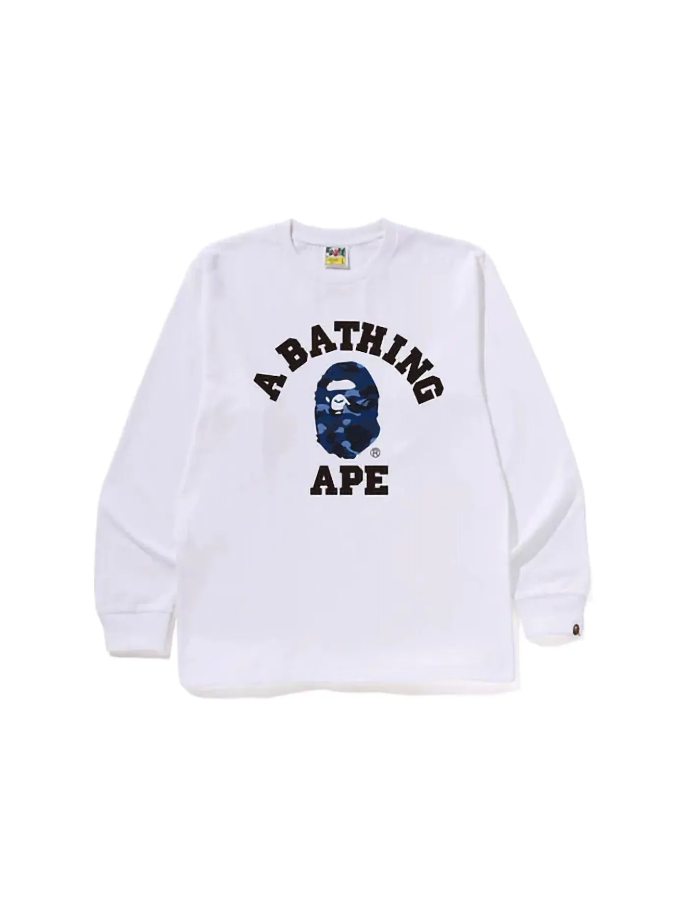 Мужская футболка с длинным рукавом BAPE Color Camo College L/S Tee — изображение 1 из 1, белый/темно-синий