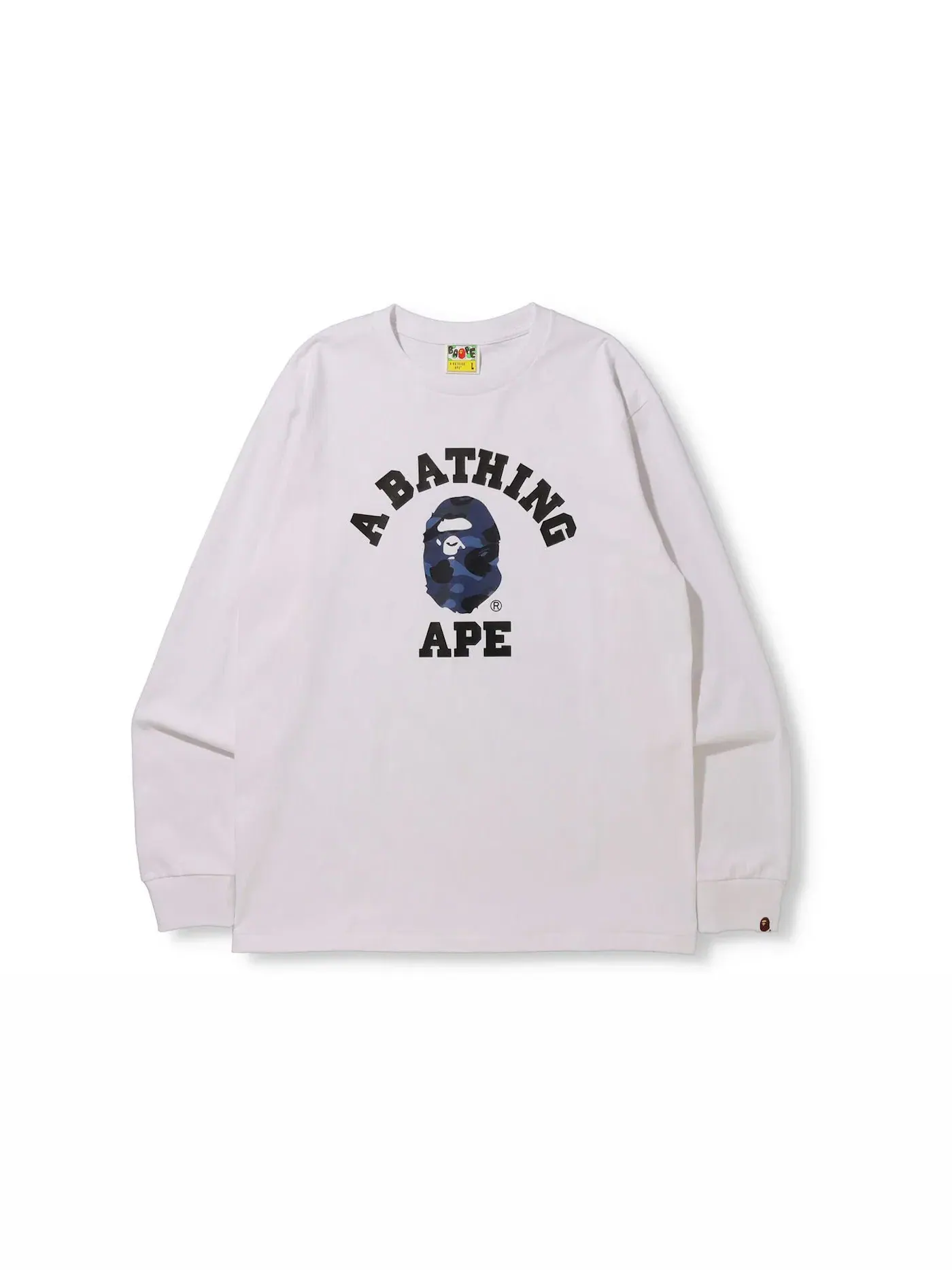 Мужская футболка с длинным рукавом BAPE Color Camo College — изображение 1 из 1, белый/темно-синий