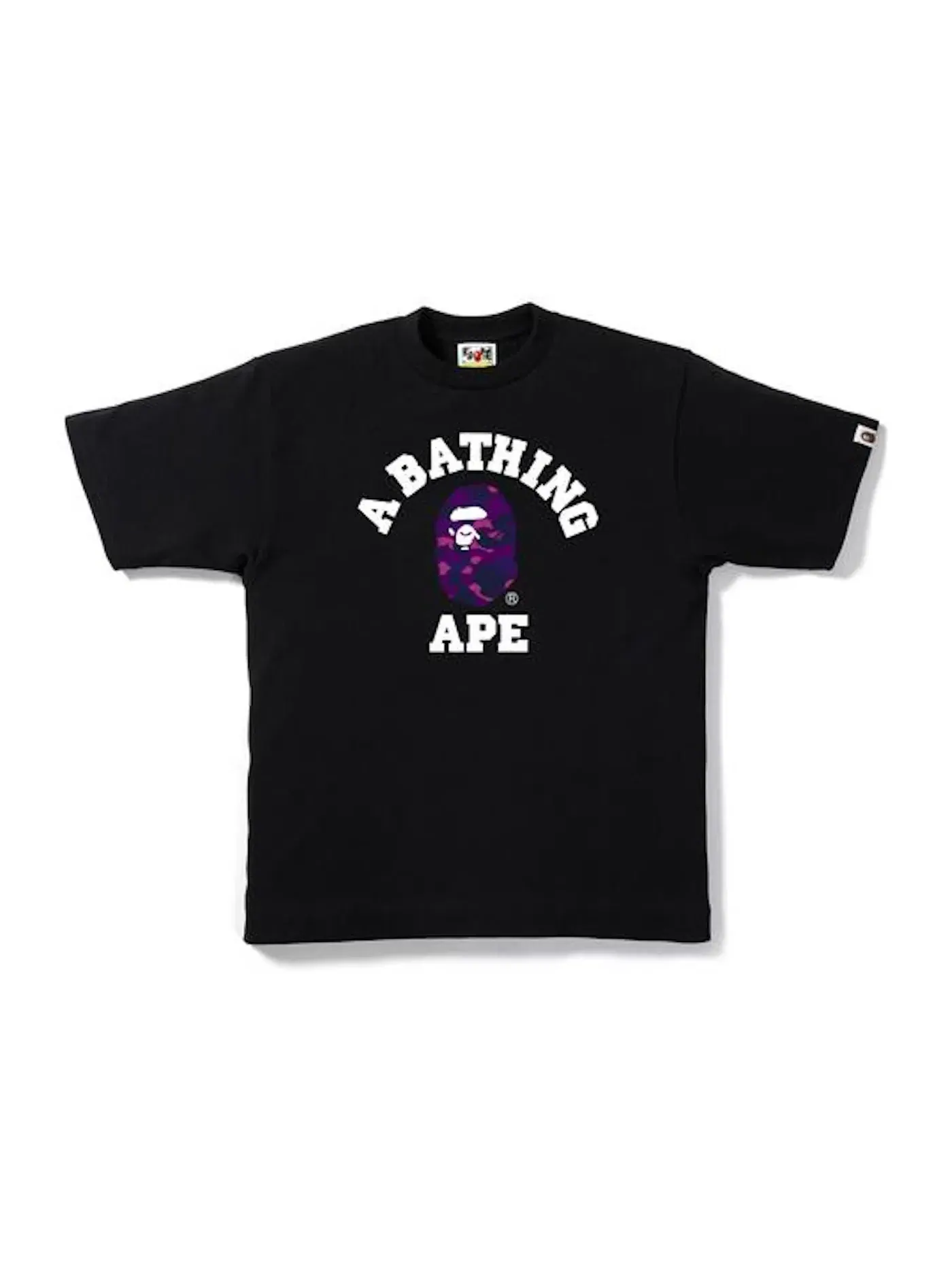 Мужская футболка с принтом Color Camo College Tee BAPE — изображение 1 из 1, черный/фиолетовый