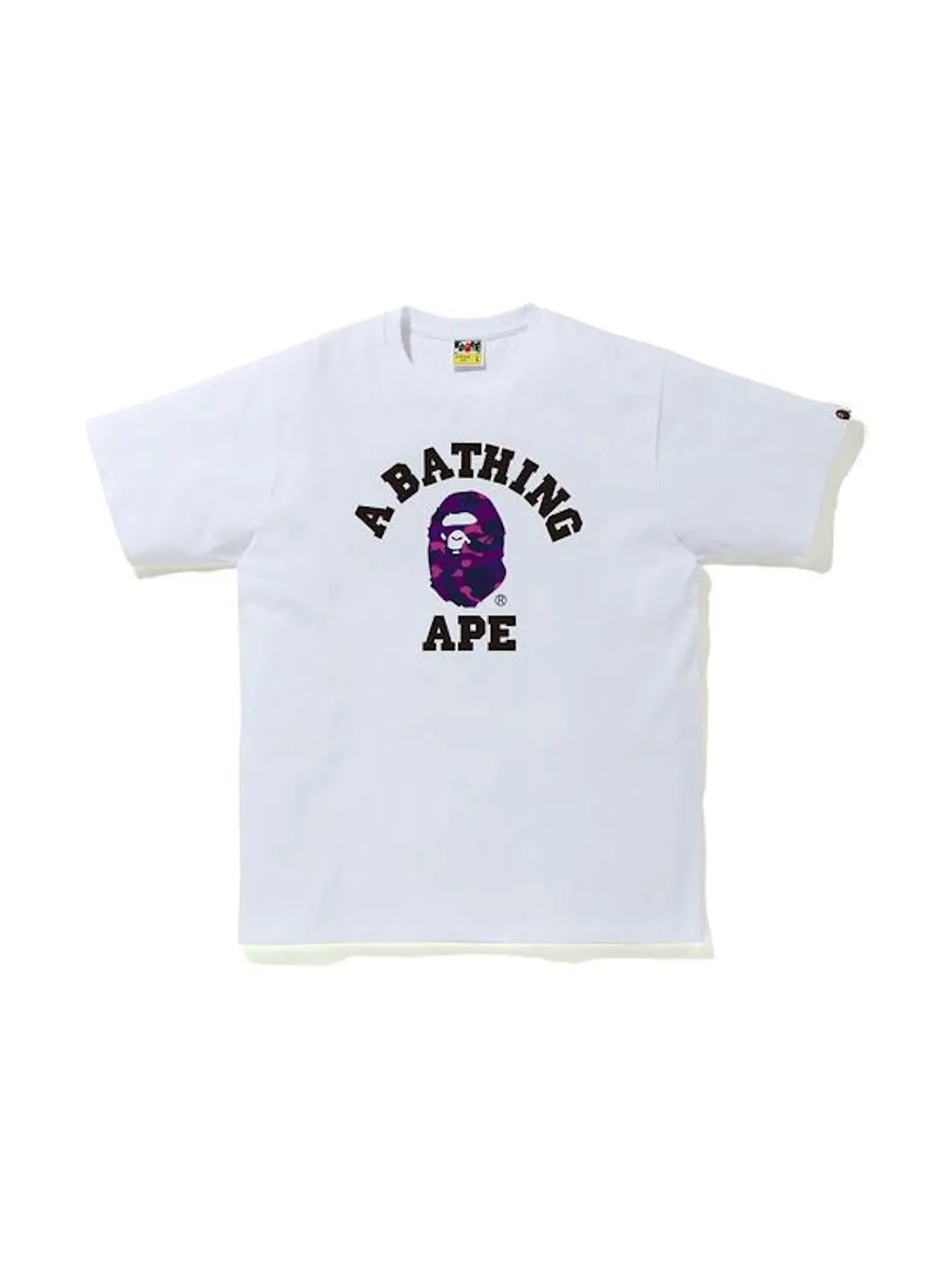 Мужская футболка с принтом BAPE Color Camo College Tee (FW20) BAPE — изображение 1 из 1, белый/фиолетовый