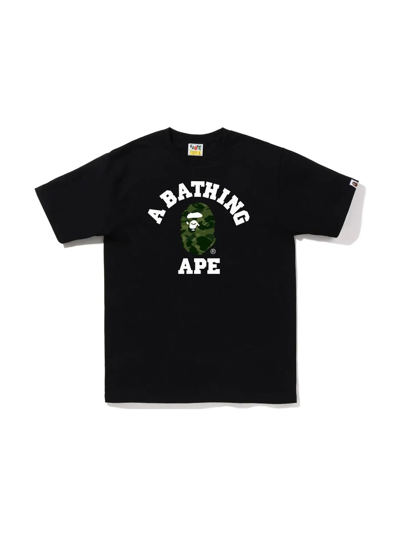Мужская футболка с принтом BAPE Color Camo College Tee FW22 BAPE — изображение 1 из 1, черный зеленый