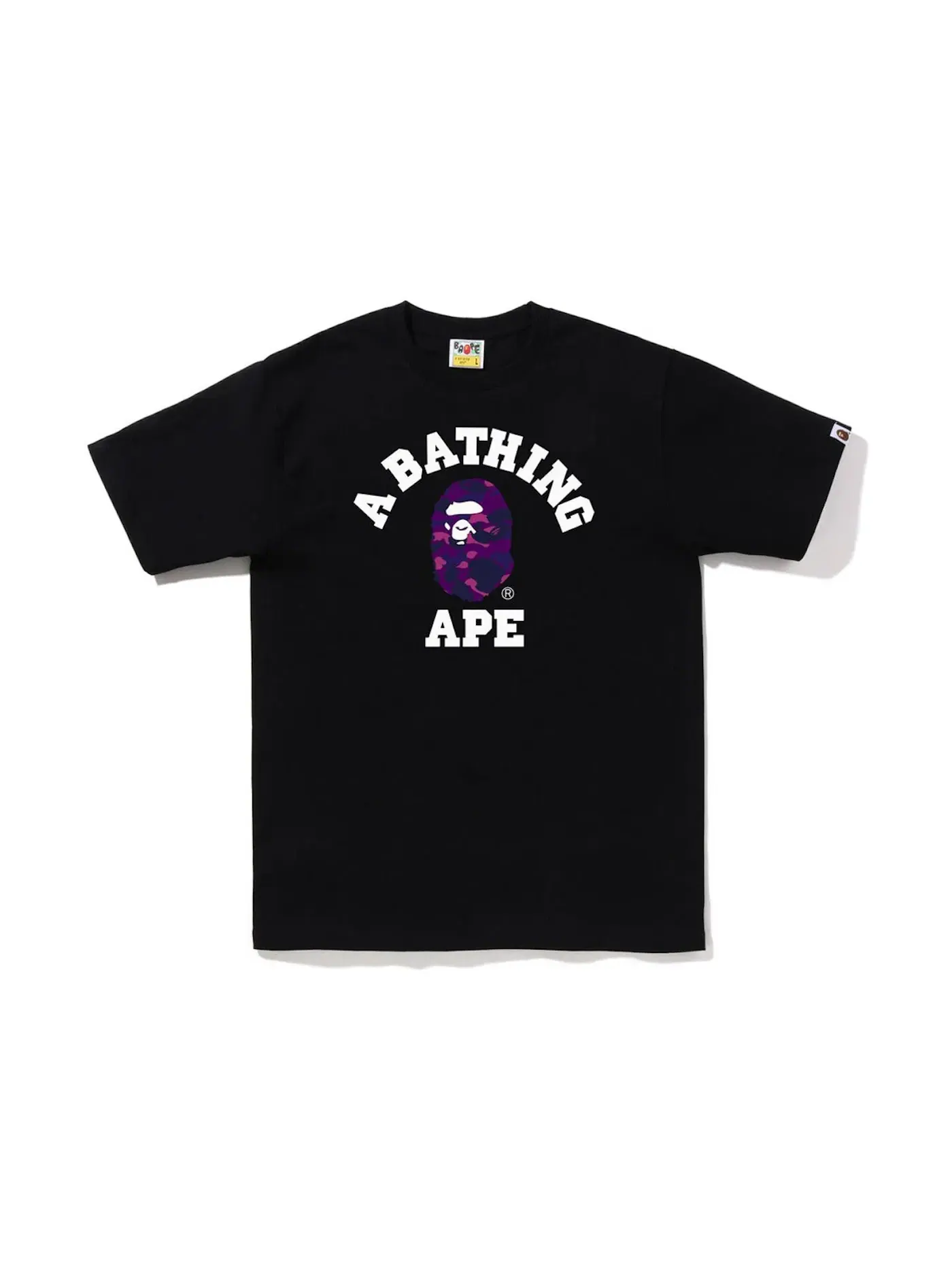 Мужская футболка с принтом BAPE Color Camo College Tee BAPE — изображение 1 из 1, черный фиолетовый