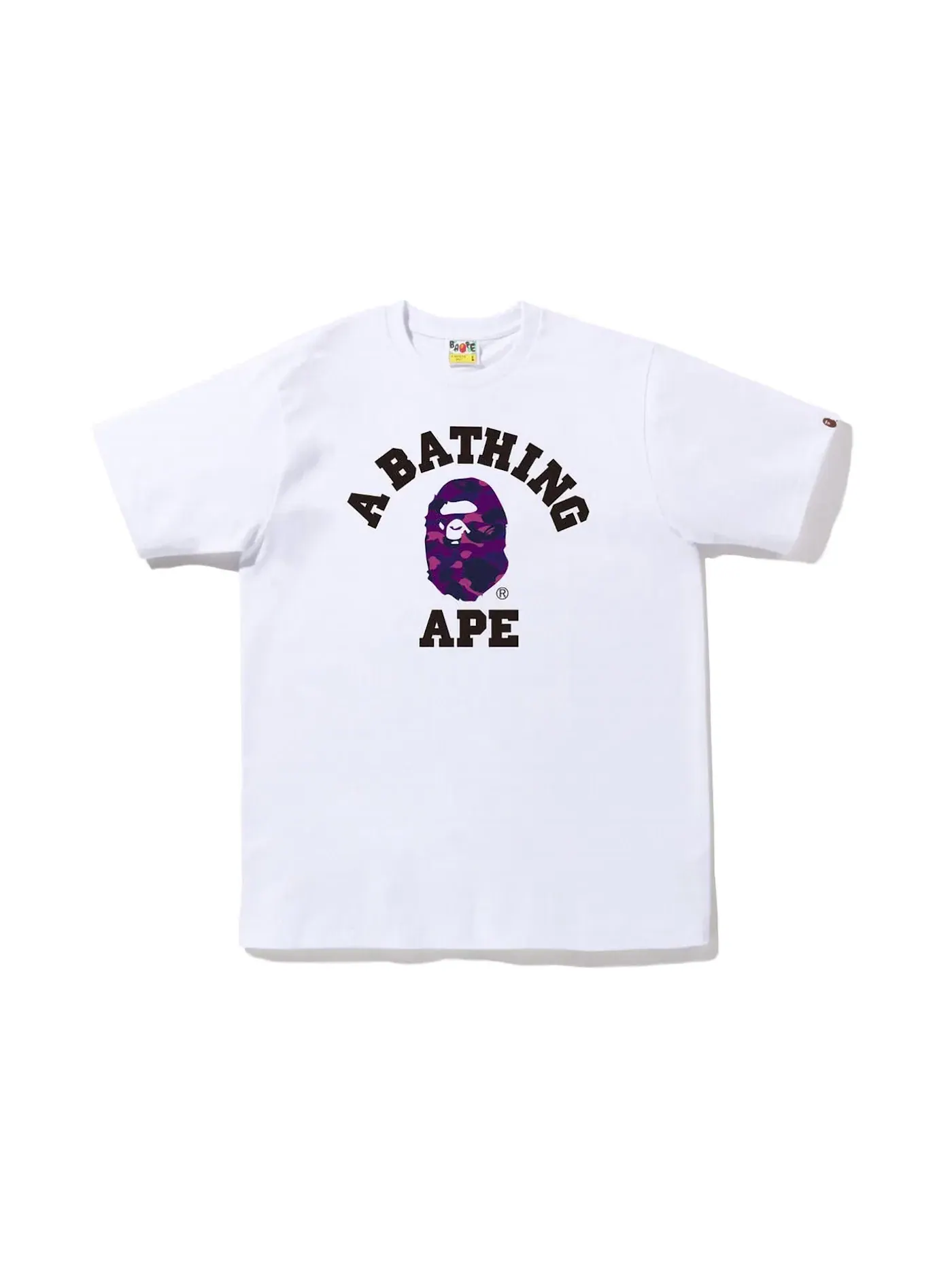 Мужская футболка с принтом BAPE Color Camo College Tee FW22 BAPE — изображение 1 из 1, белый фиолетовый