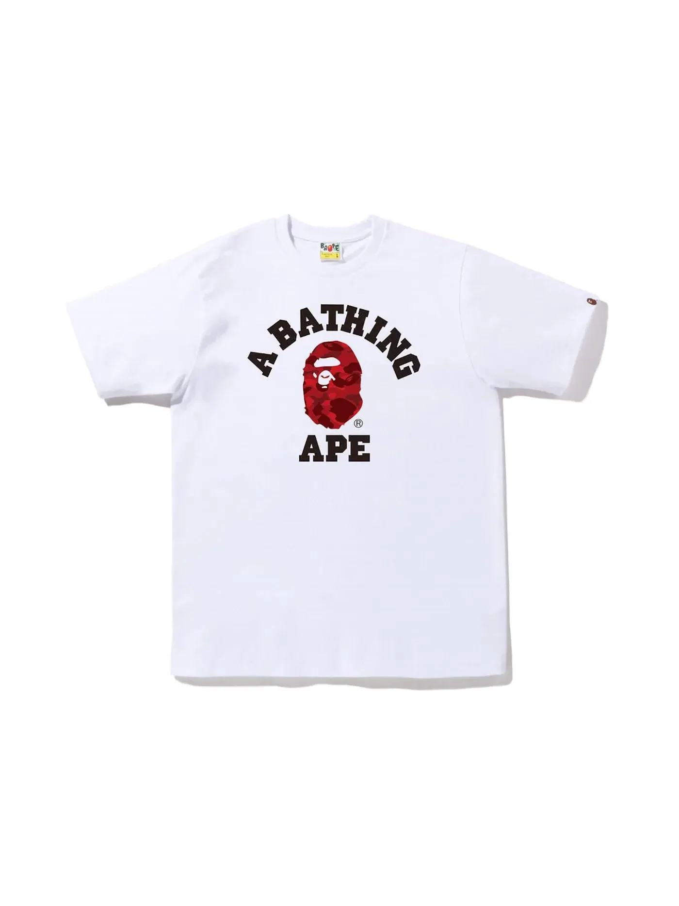 Мужская футболка с принтом BAPE Color Camo College Tee FW22 White Red BAPE — изображение 1 из 1, белый красный