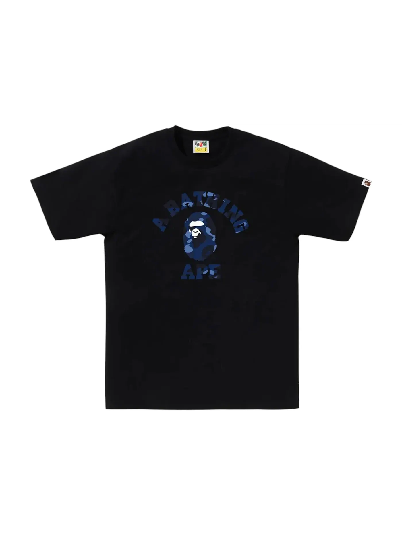 Мужская футболка с принтом BAPE Color Camo College Tee (FW25) BAPE — изображение 1 из 1, черный/темно-синий