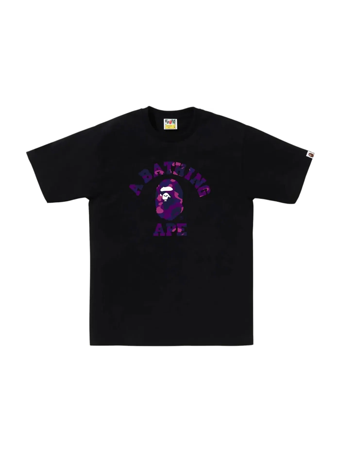 Мужская футболка с принтом BAPE Color Camo College Tee BAPE — изображение 1 из 1, черный/фиолетовый