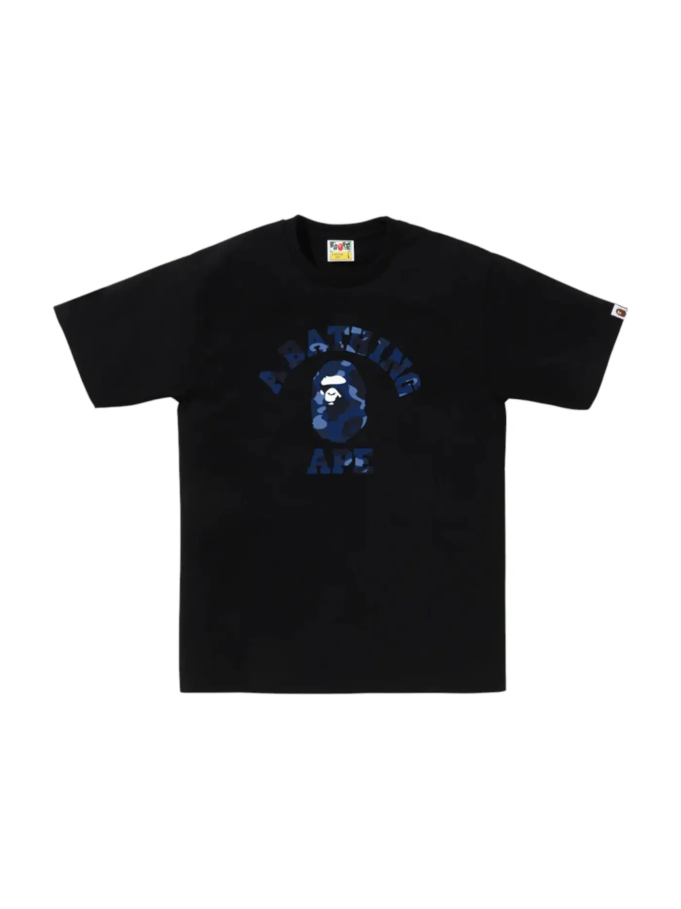 Мужская футболка с принтом BAPE Color Camo College Tee (FW25) BAPE — изображение 1 из 1, черный темно-синий