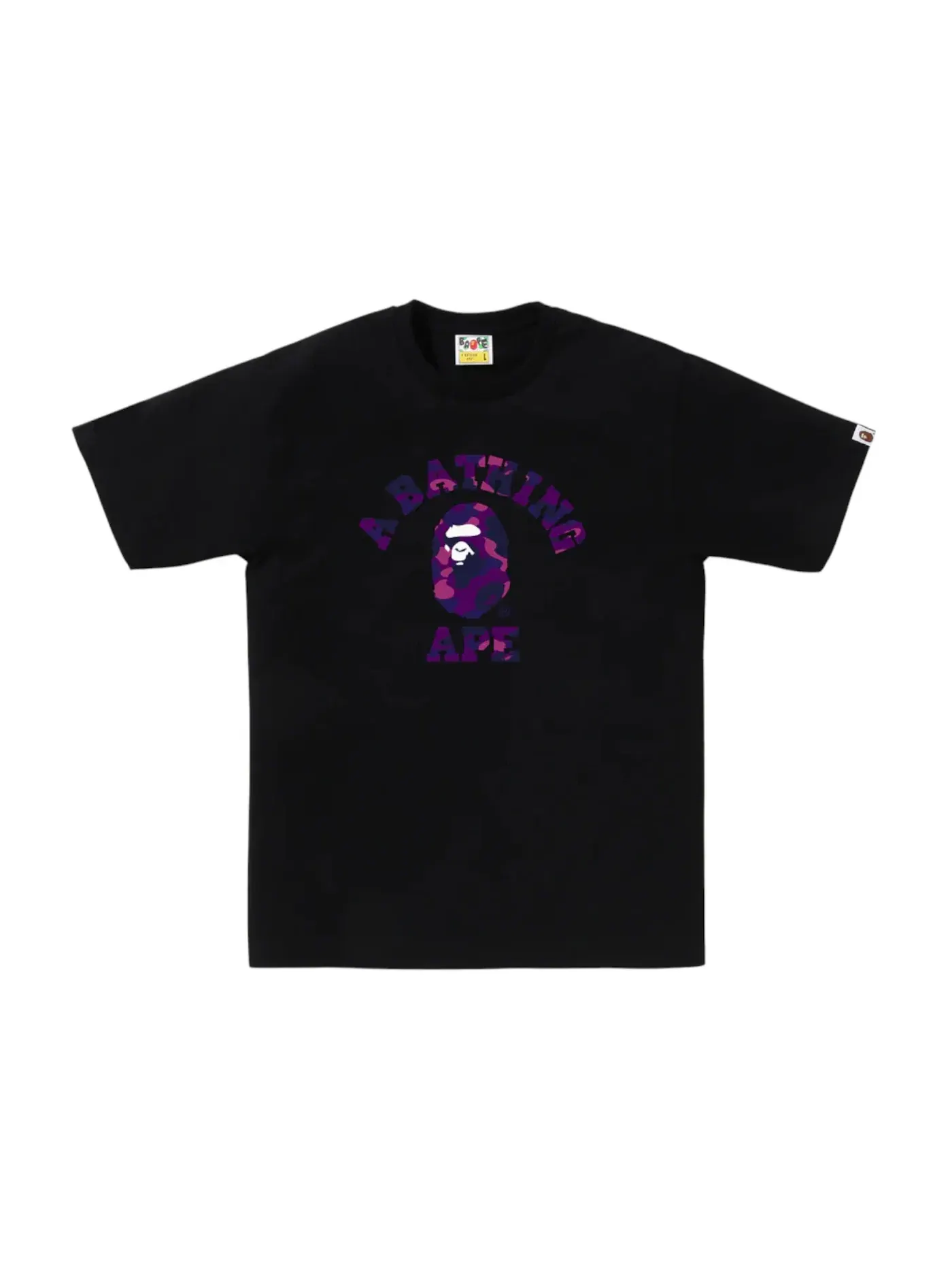 Мужская футболка с принтом BAPE Color Camo College Tee (FW25) BAPE — изображение 1 из 1, черный фиолетовый
