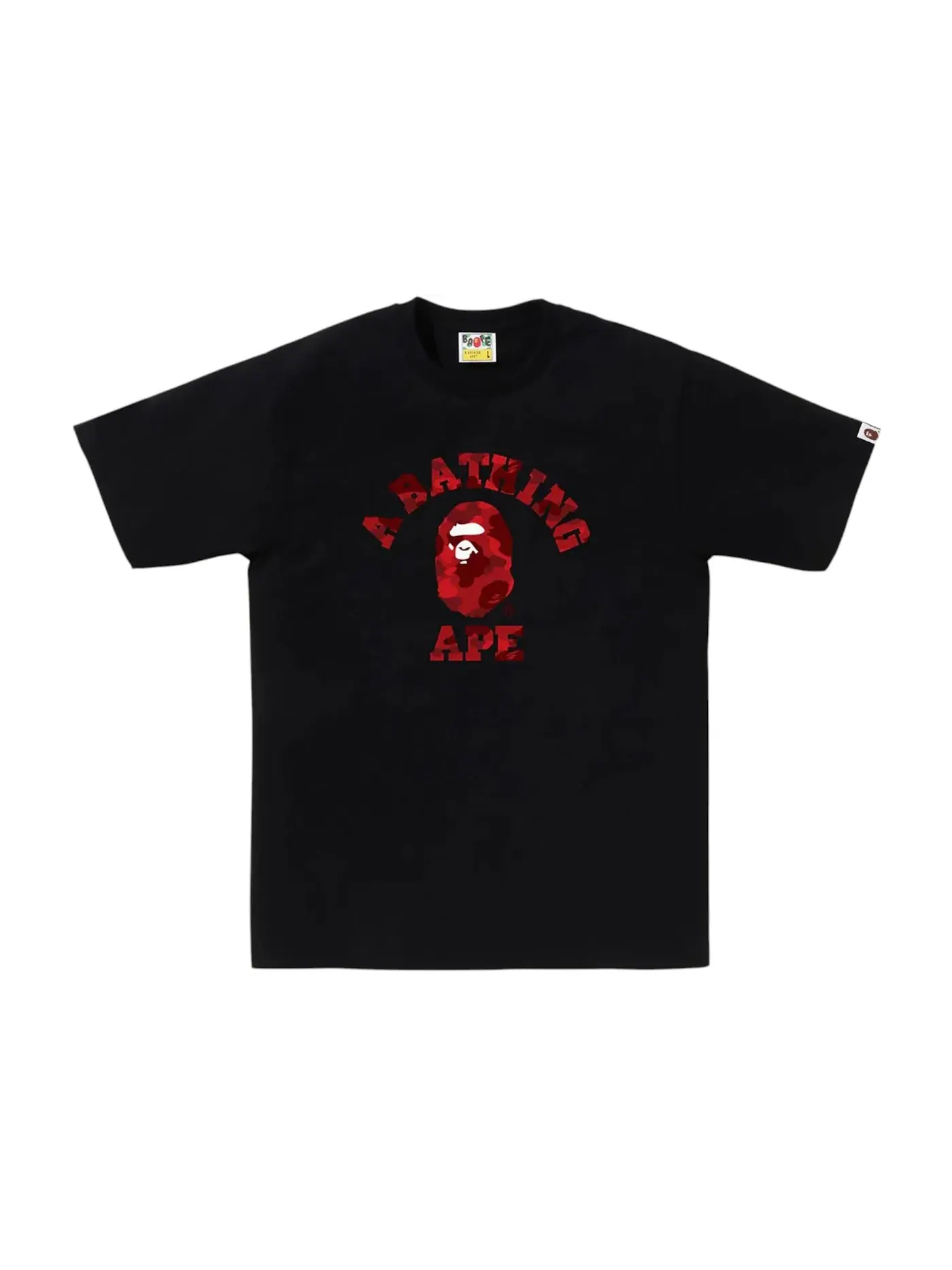 Мужская футболка с принтом BAPE Color Camo College Tee (FW25) BAPE — изображение 1 из 1, черный/красный