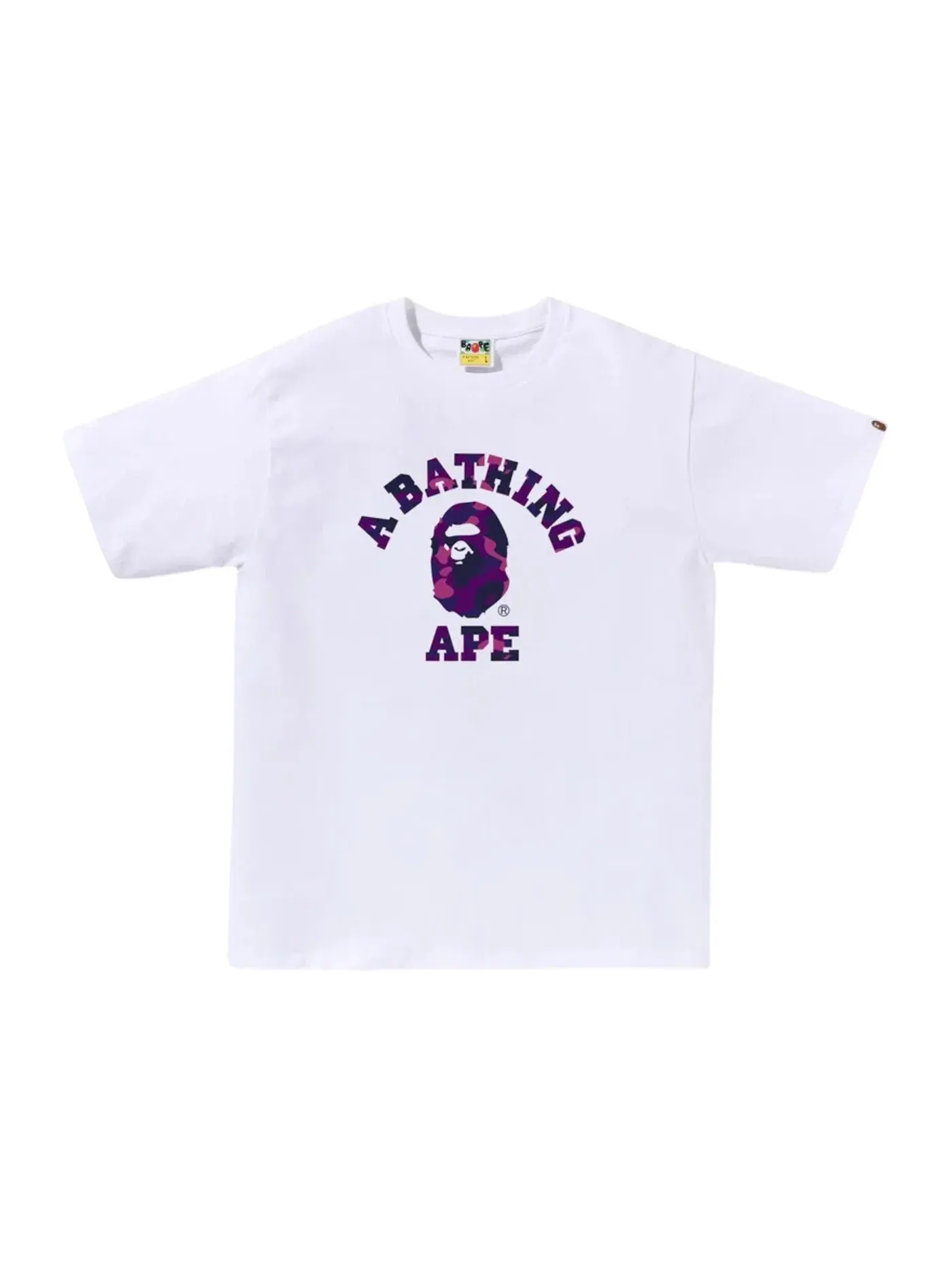 Мужская футболка с принтом BAPE Color Camo College Tee BAPE — изображение 1 из 1, белый фиолетовый