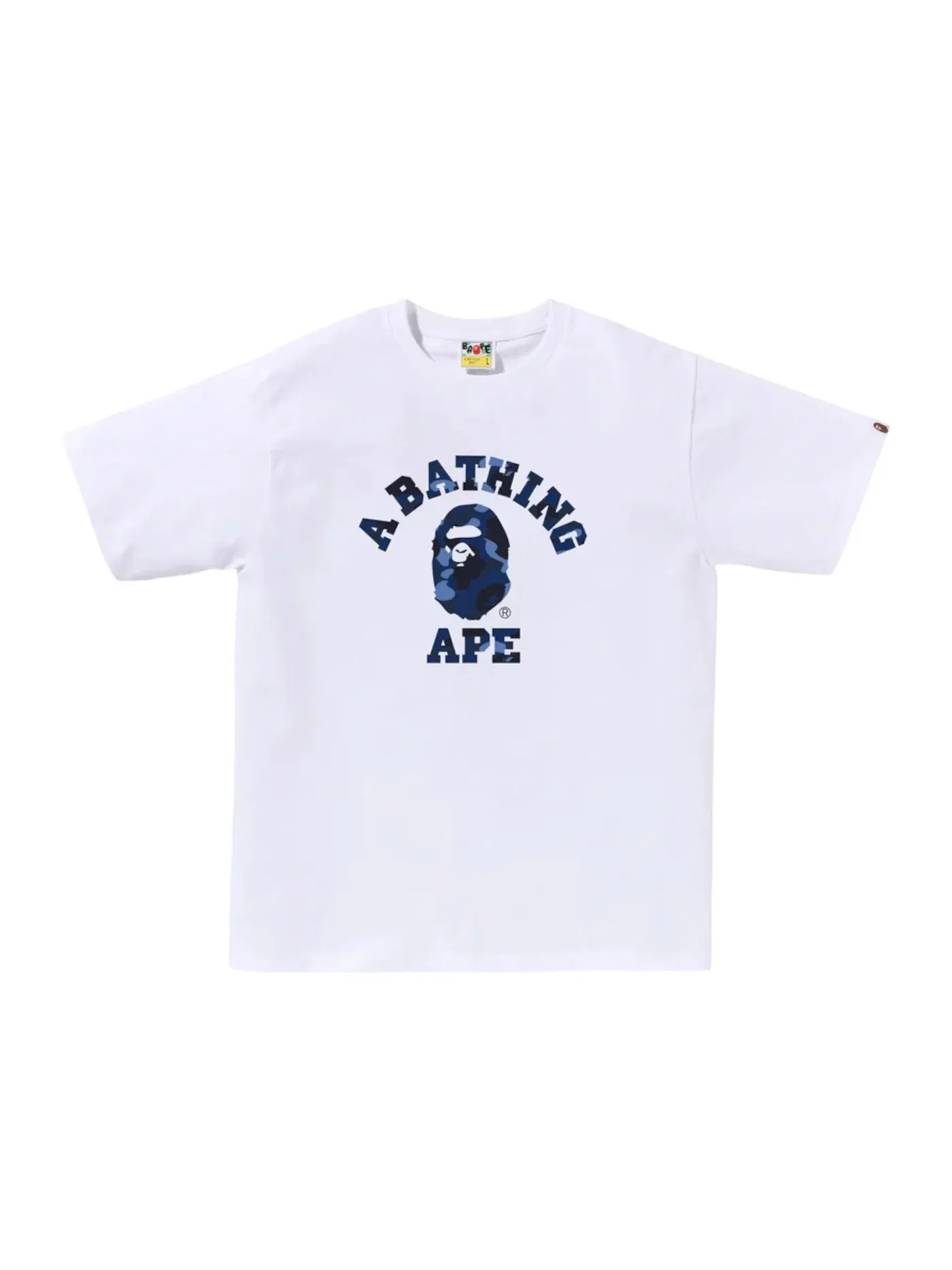 Мужская футболка с принтом BAPE Color Camo College Tee FW25 BAPE — изображение 1 из 1, белый темно-синий