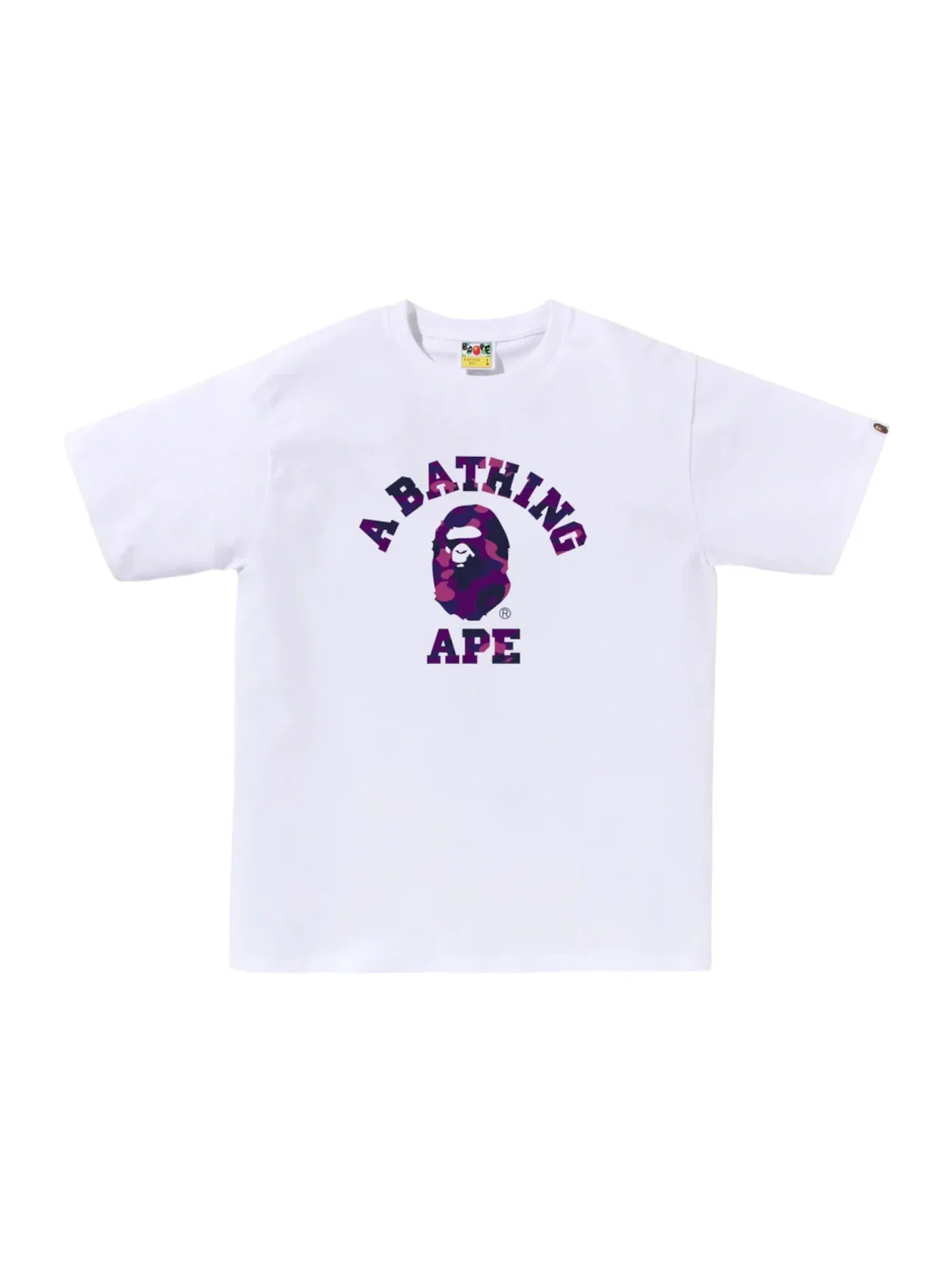 Мужская футболка с принтом BAPE Color Camo College Tee (FW25) BAPE — изображение 1 из 1, белый фиолетовый