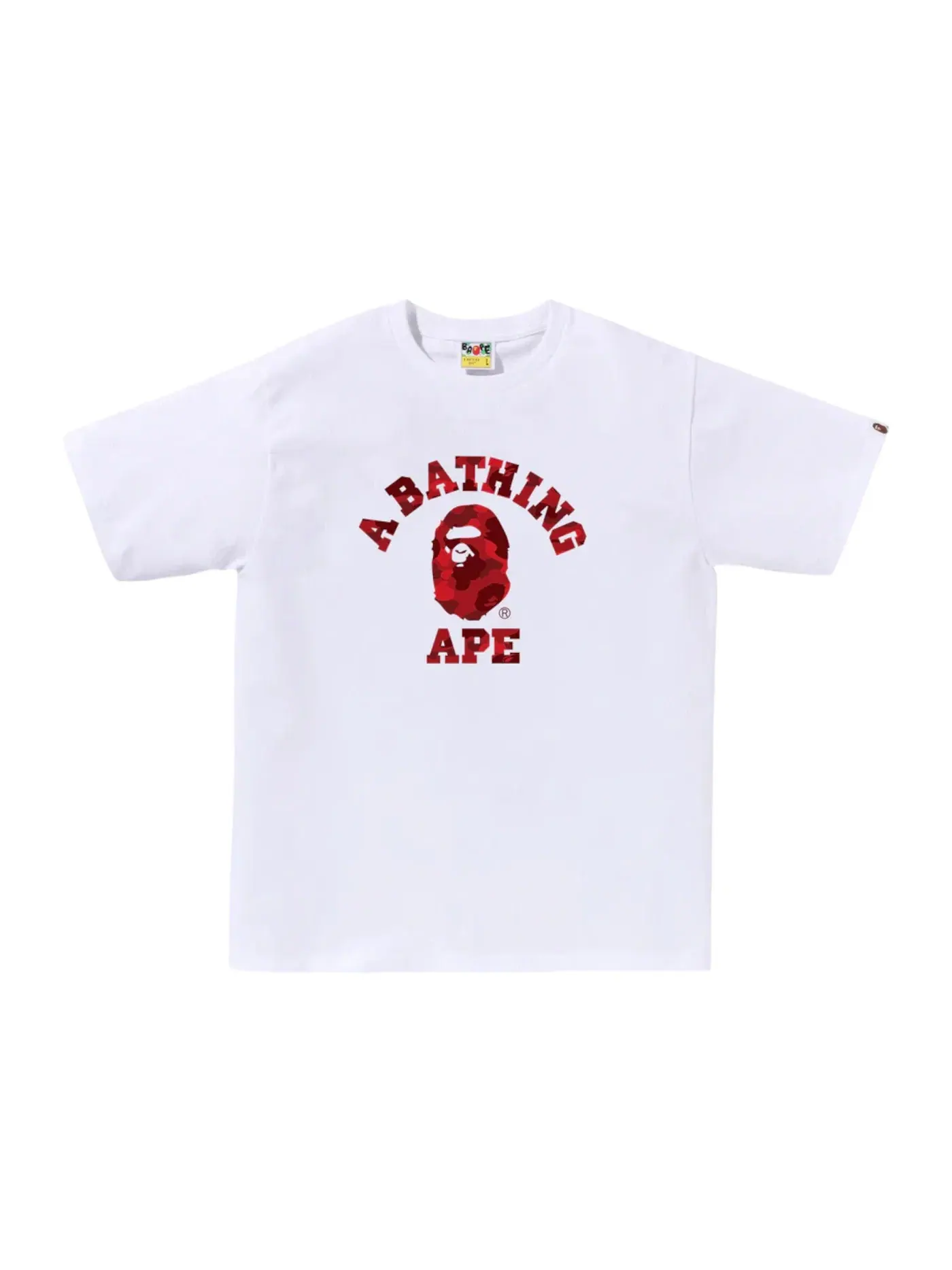 Мужская футболка с принтом Color Camo College Tee BAPE — изображение 1 из 1, белый красный