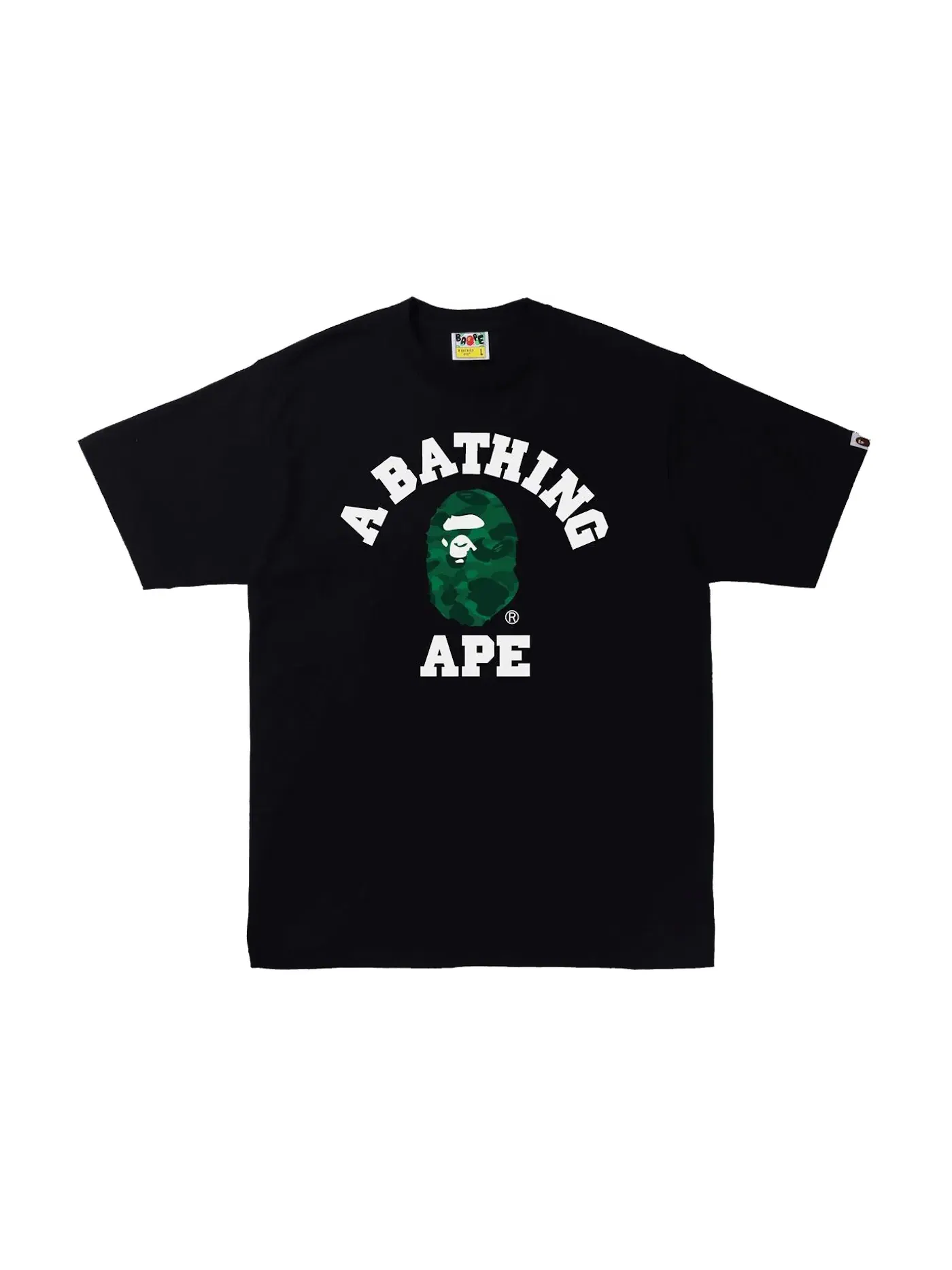 Мужская футболка с принтом BAPE Color Camo College Tee (SS22) BAPE — изображение 1 из 1, черный/зеленый