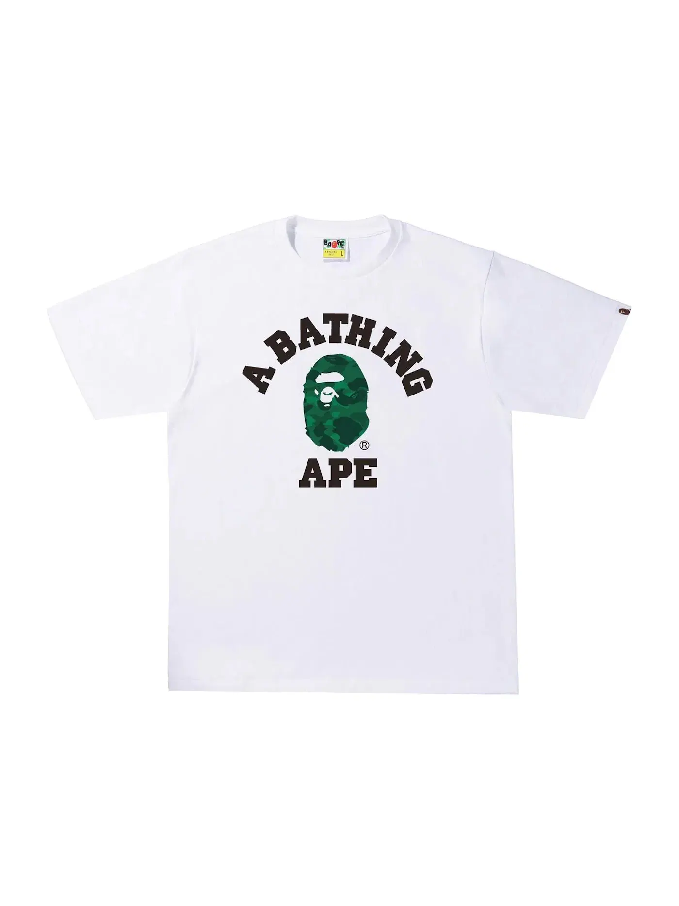 Мужская футболка с принтом BAPE Color Camo College Tee BAPE — изображение 1 из 1, белый/зеленый