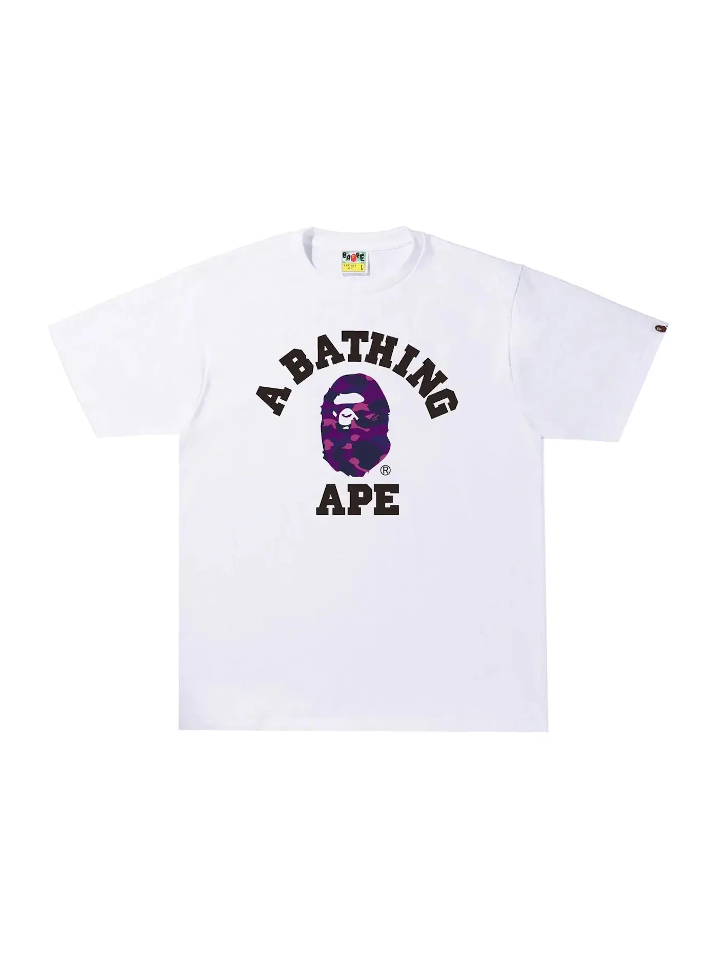 Мужская футболка с принтом BAPE Color Camo College Tee BAPE — изображение 1 из 1, белый/фиолетовый