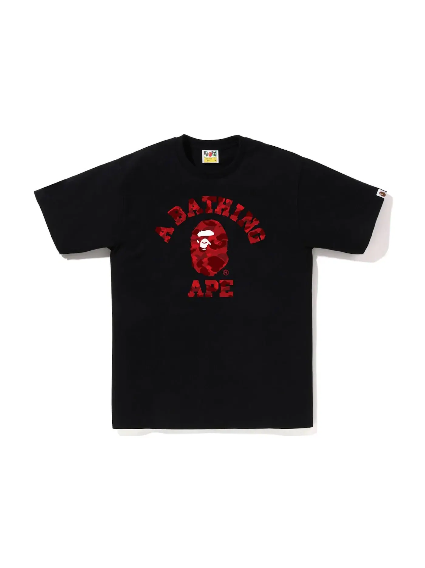 Мужская футболка с принтом BAPE Color Camo College Tee Black Red — изображение 1 из 1
