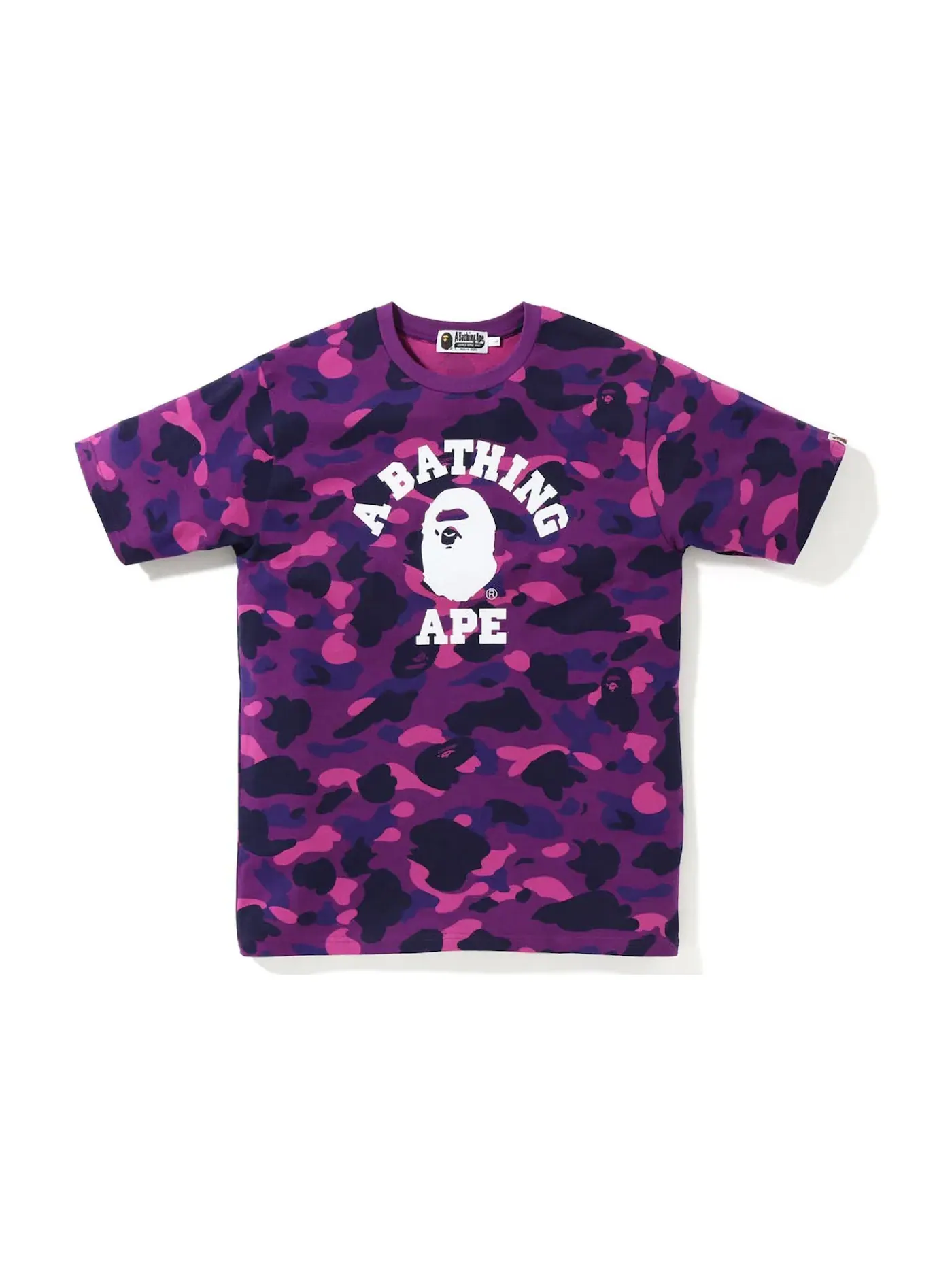 Мужская футболка с принтом Color Camo College Tee BAPE — изображение 1 из 1, фиолетовый