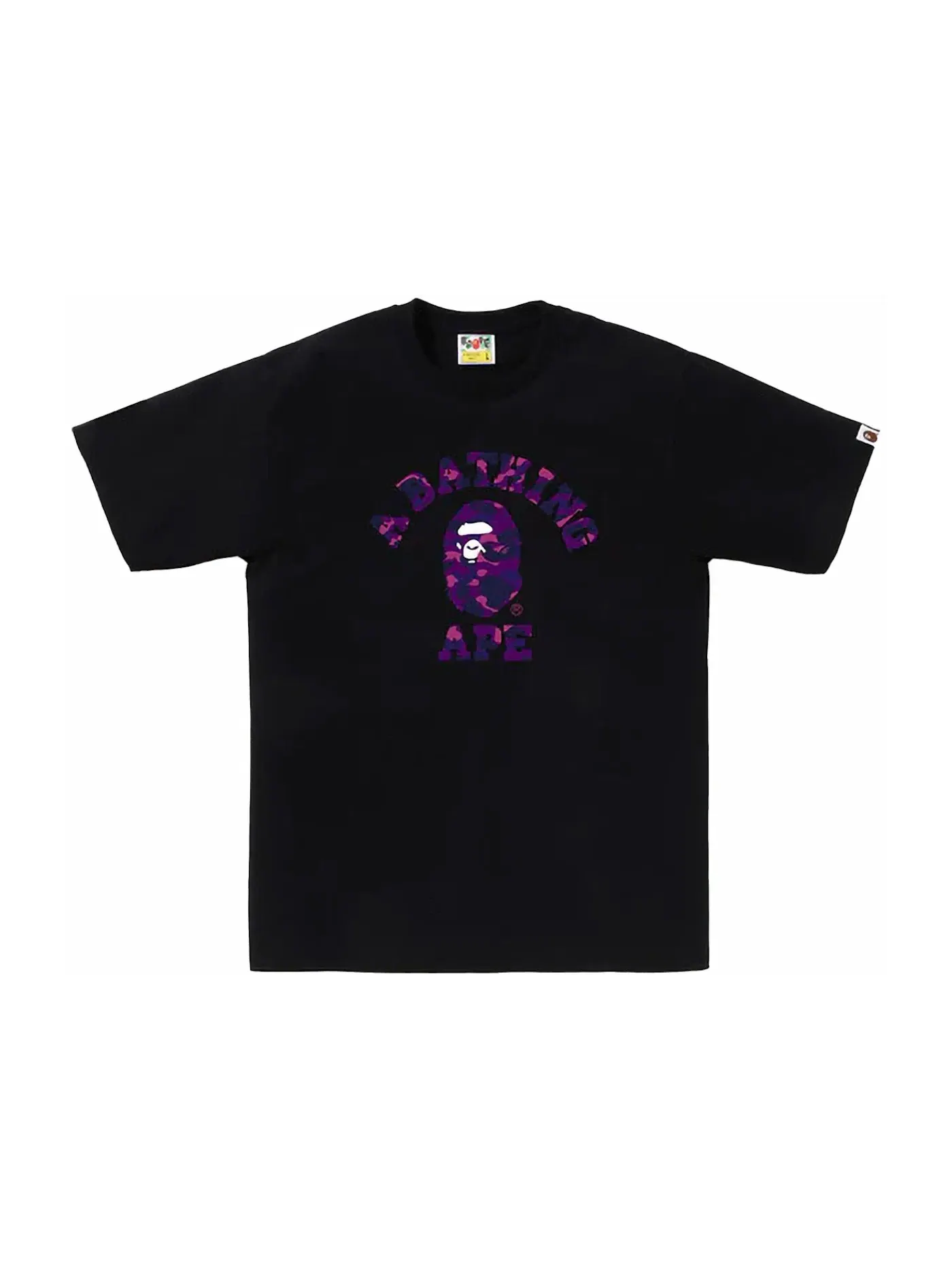 Мужская футболка с принтом BAPE Color Camo College Tee (SS24) BAPE — изображение 1 из 1, черный/фиолетовый