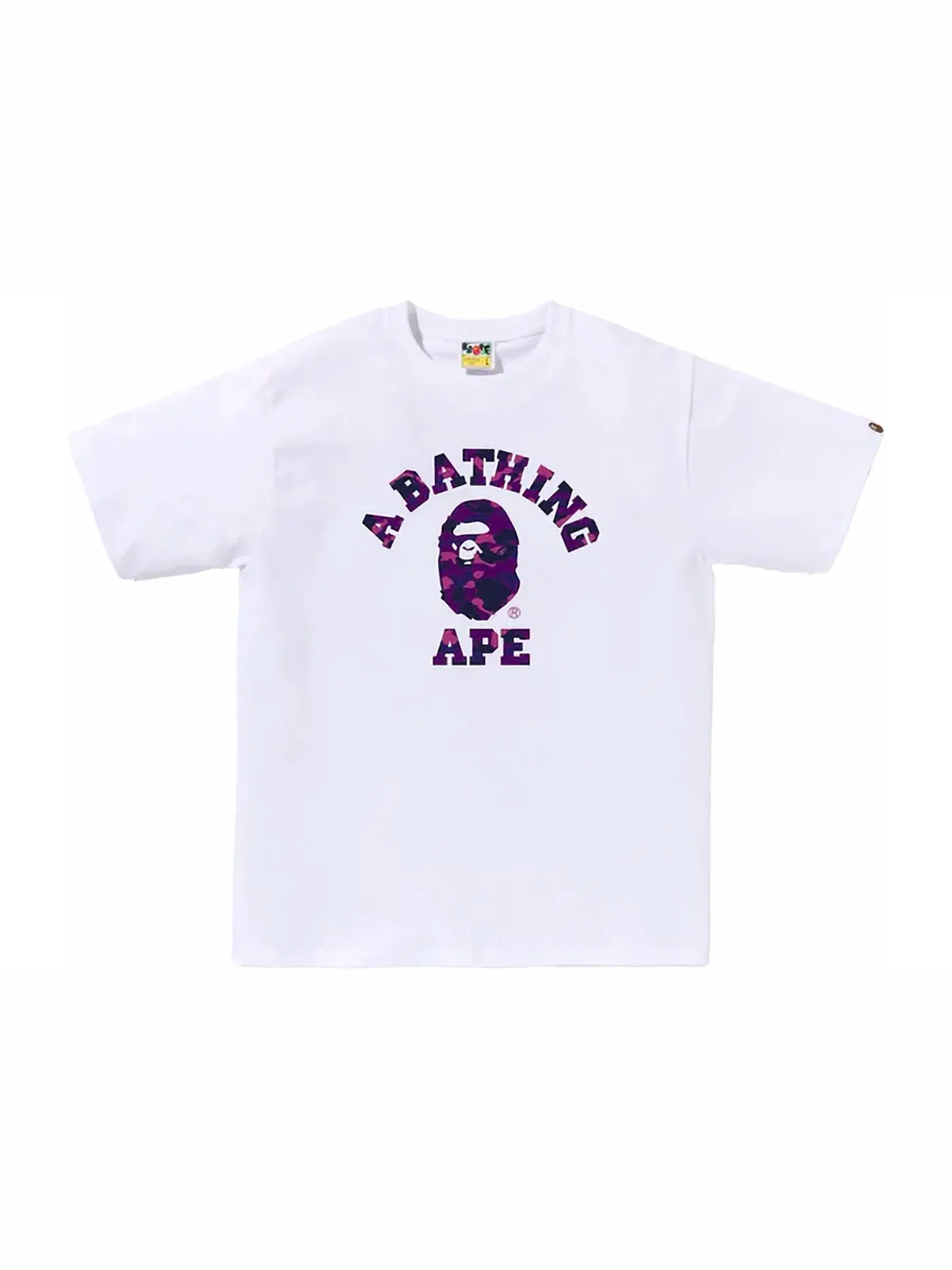 Мужская футболка с принтом BAPE Tee (SS24) BAPE — изображение 1 из 1, белый/фиолетовый