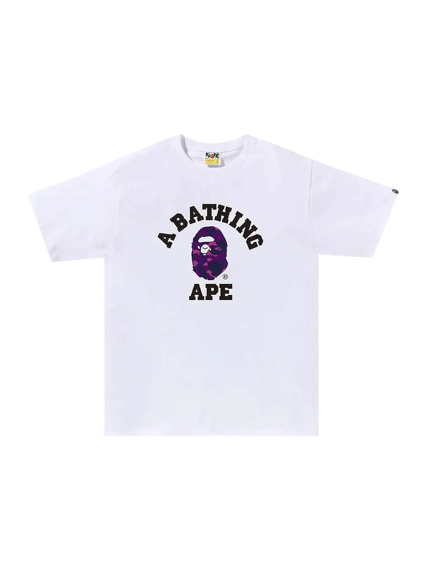 Мужская футболка с принтом BAPE Color Camo College Tee (SS25) BAPE — изображение 1 из 1, белый фиолетовый