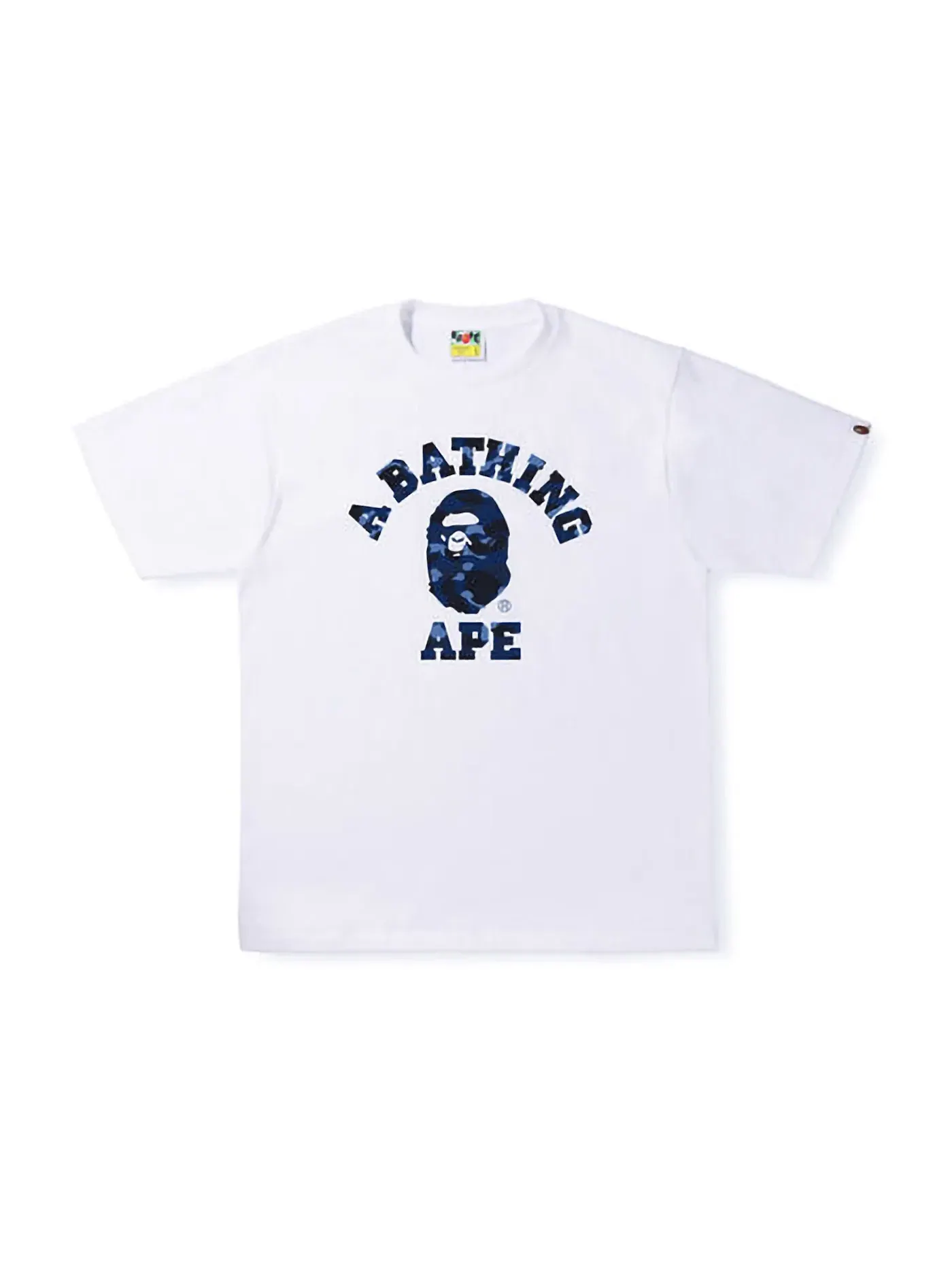 Мужская футболка с принтом BAPE Color Camo College Tee — изображение 1 из 1, белый темно-синий