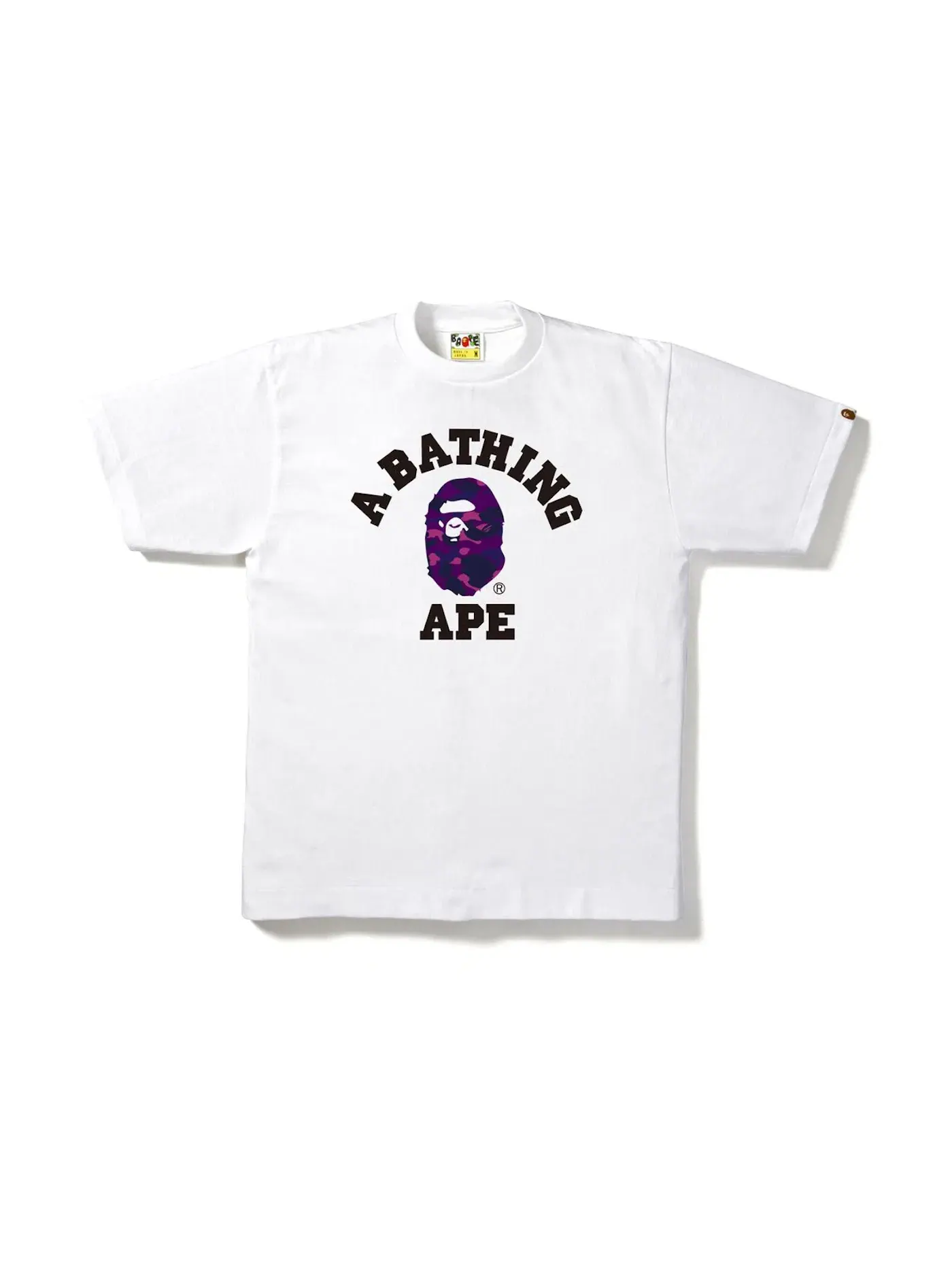 Мужская футболка с принтом BAPE Color Camo College Tee — изображение 1 из 1, белый/фиолетовый