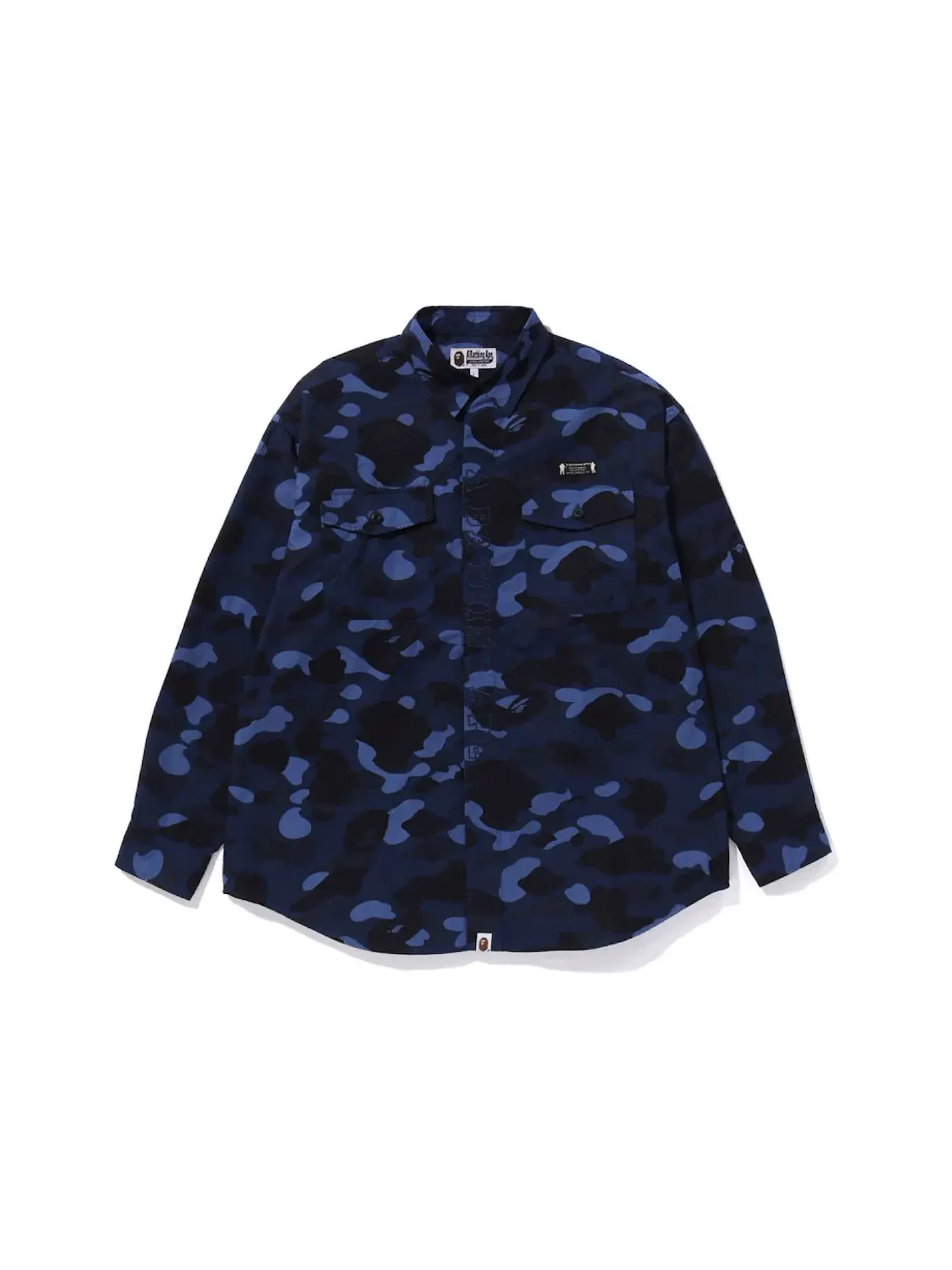 Мужская рубашка с камуфляжным принтом BAPE — изображение 1 из 2, темно-синий