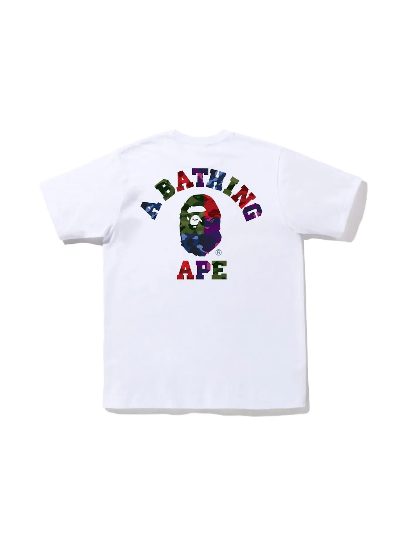 Мужская футболка с принтом Color Camo Crazy College ATS BAPE — изображение 1 из 2, белый